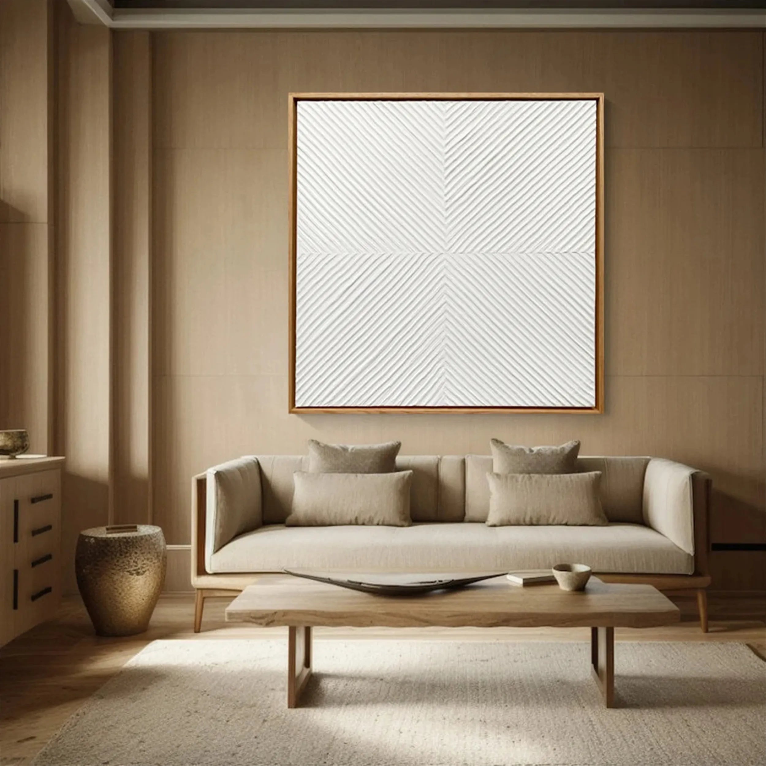White Minimalist Textured Painting Canvas #MM205 - Premium Abstract Wall Art for Modern Home & Office Decor