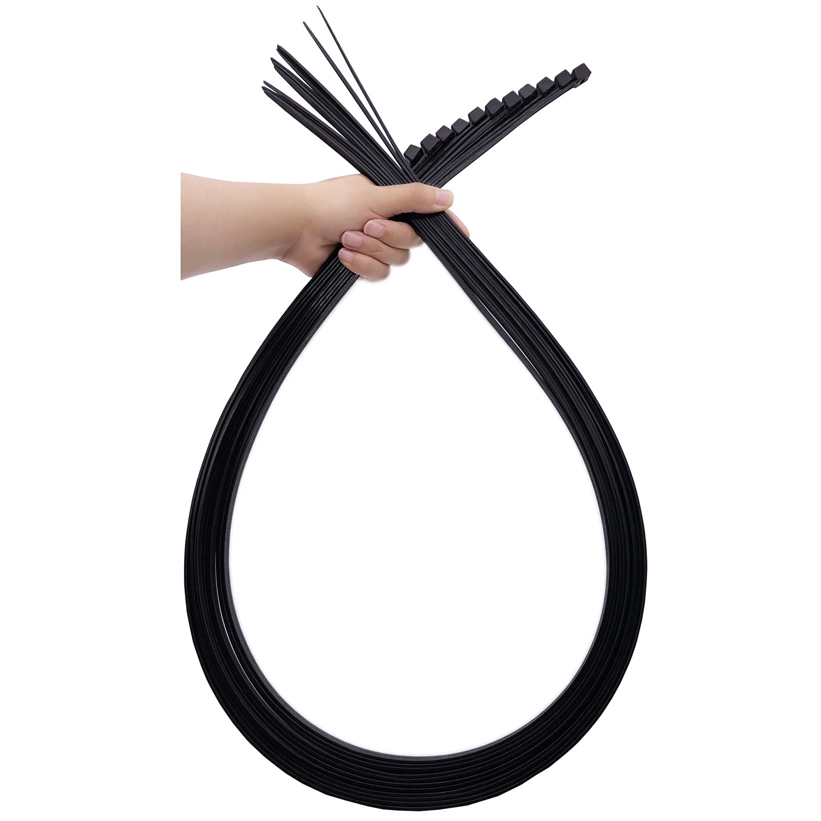Extra Long Heavy Duty Outdoor Zip Ties 48 Inch - 12 Pack Black Large Cable Ties with 175 lbs Tensile Strength for Garden, Home, Industrial & Outdoor Use