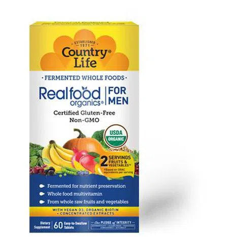 Country Life Realfood Organics For Men - Organic Multivitamin Supplement for Men's Health | Boost Energy & Immunity | Perfect for Active Lifestyles & Fitness Routines