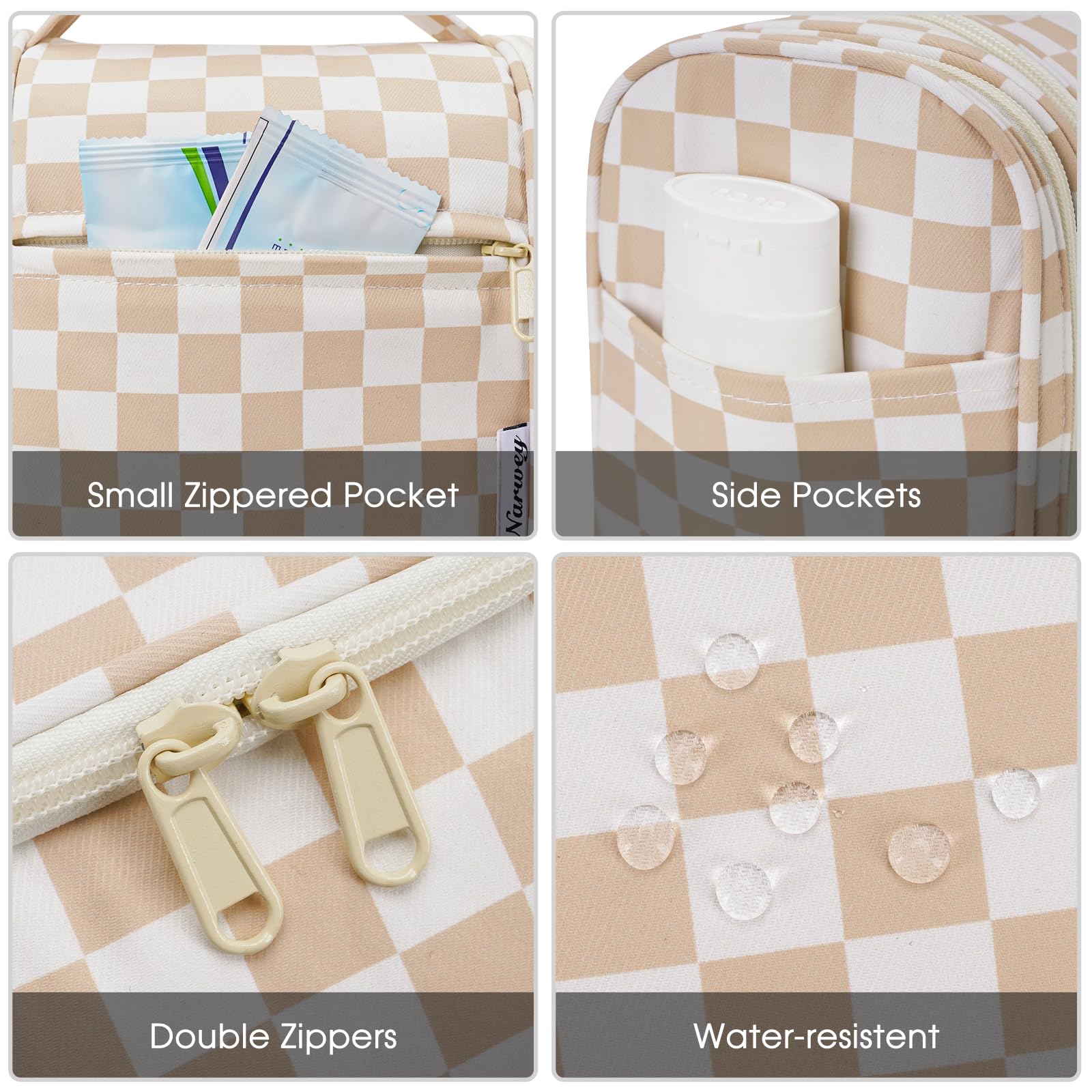 Narwey Hanging Toiletry Bag for Women - Waterproof Travel Makeup Organizer with Multiple Pockets for Cosmetics, Skincare & Essentials - Perfect for Vacation, Gym, Camping & Business Trips