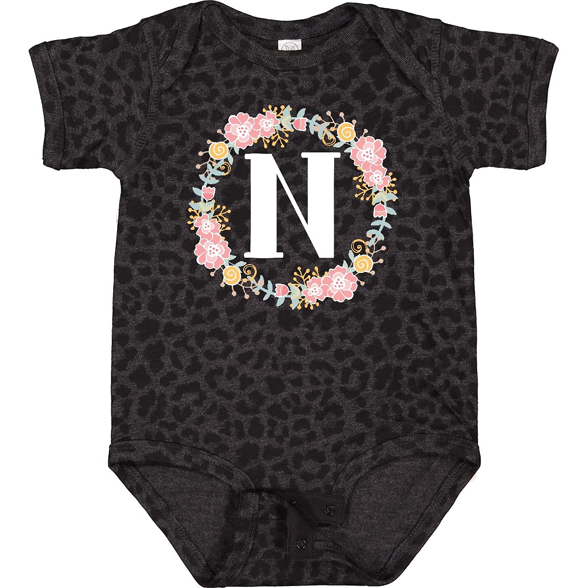 Inktastic Monogram Letter N Rose Floral Wreath Baby Bodysuit - Cute Personalized Gift for Newborns, Baby Showers & Special Occasions