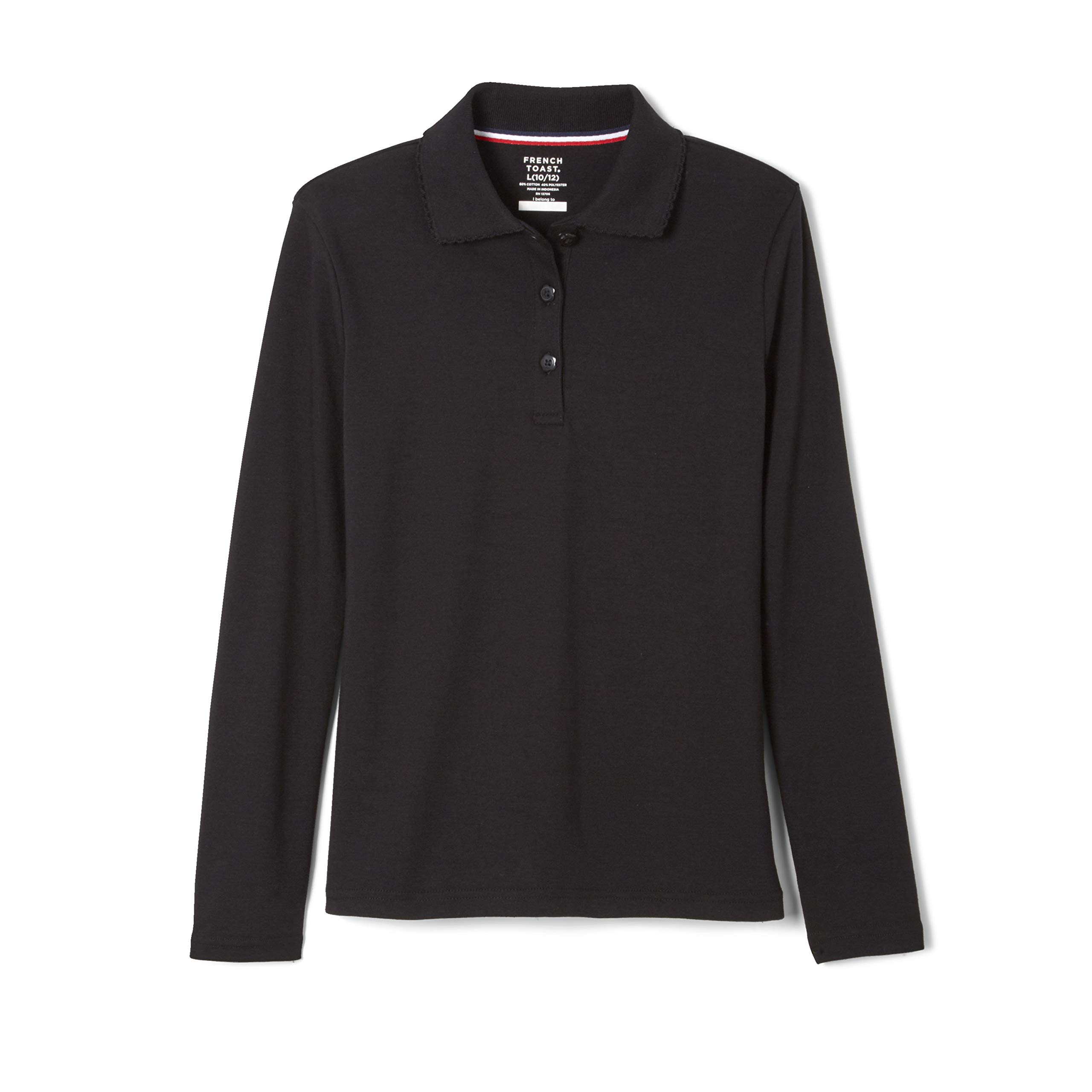French Toast Girls' Long Sleeve Polo Shirt with Picot Collar - School Uniform (Standard & Plus Sizes) | Perfect for School Days, Dress Codes & Special Occasions