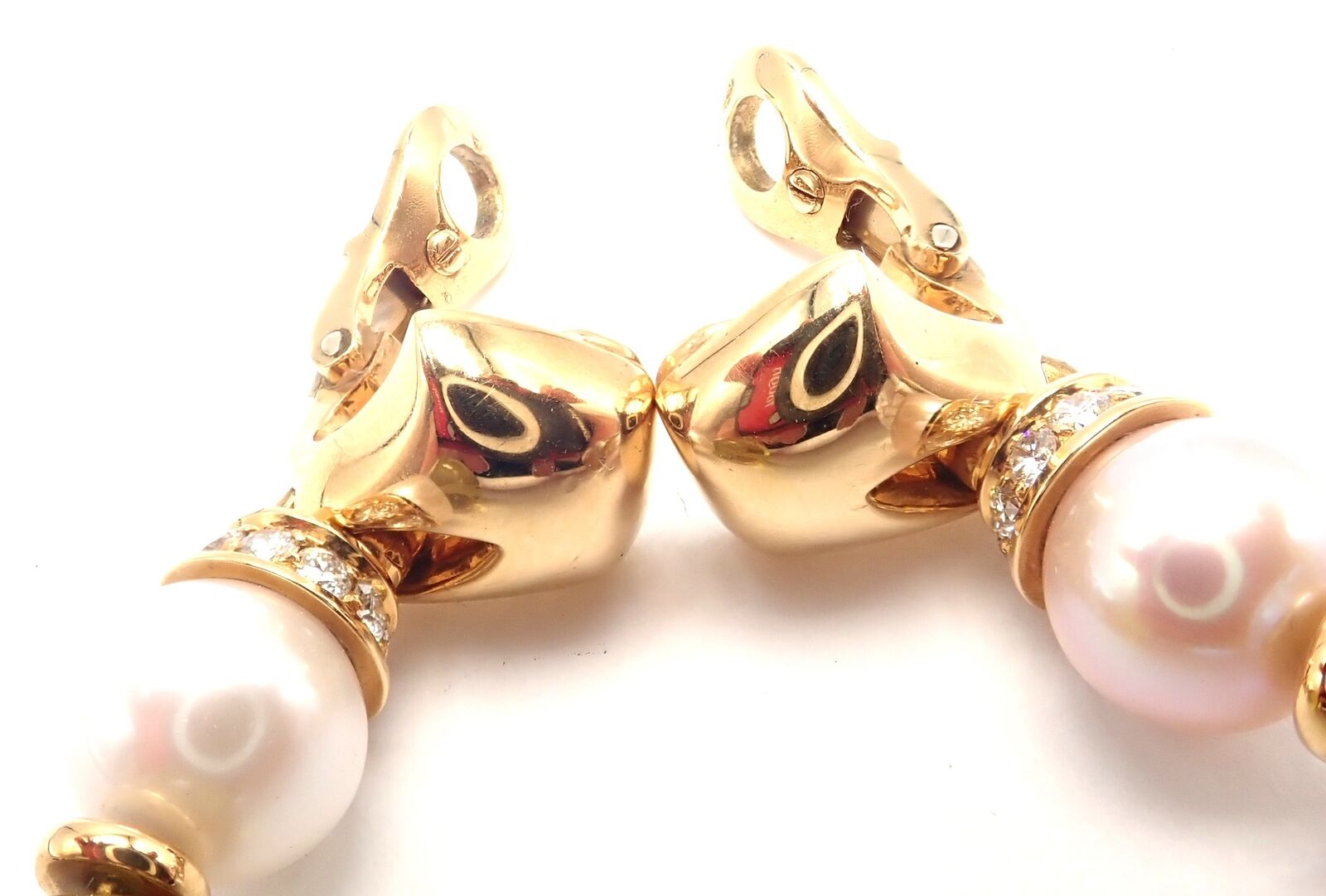 Authentic Bulgari Bvlgari 18k Gold Diamond Pearl Peridot Crystal Drop Earrings for Women - Luxury Statement Jewelry for Parties, Weddings & Special Occasions