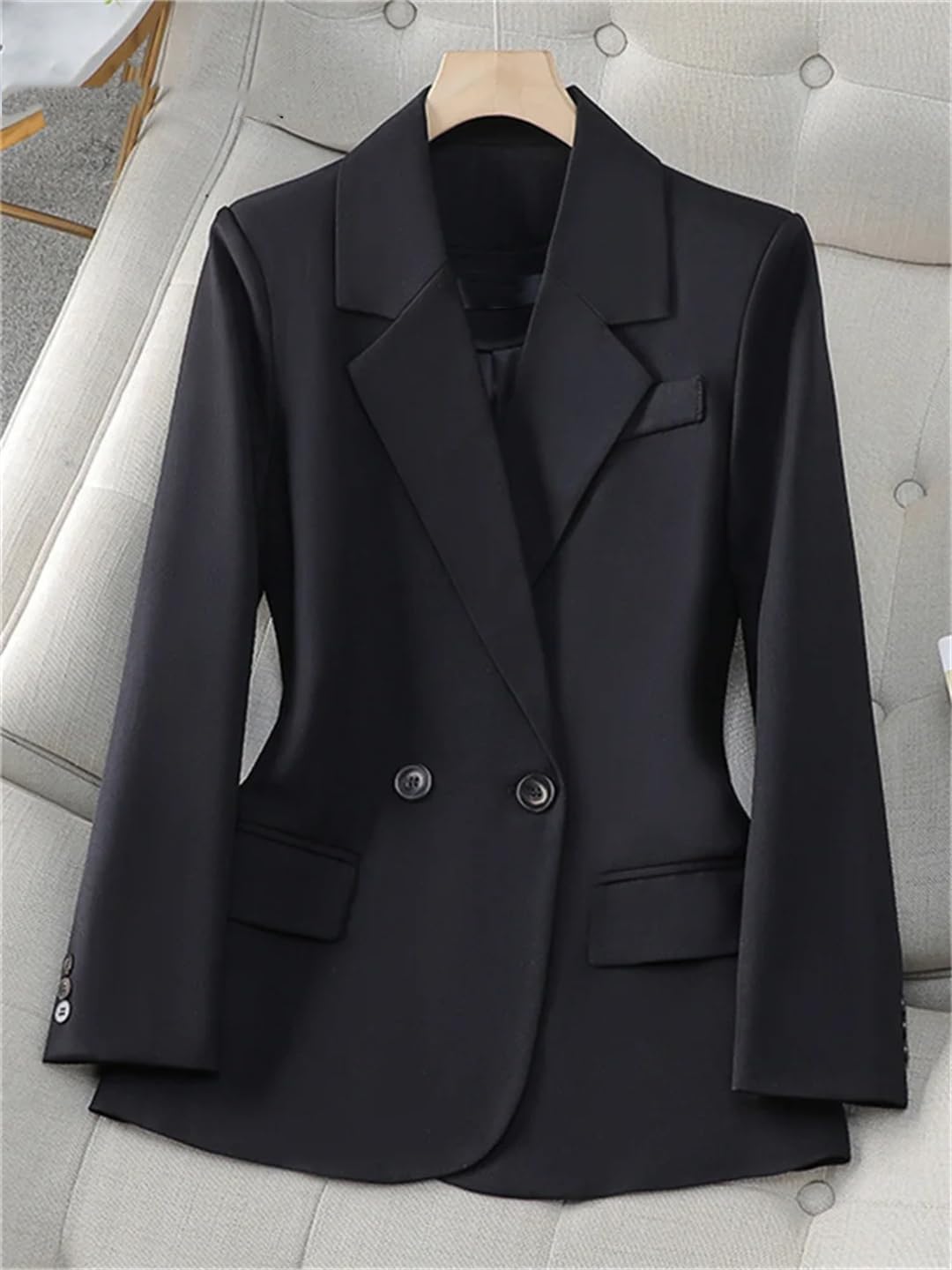 Women's Slim Fit Office Blazer - Solid Color Long Sleeve Turn Down Collar 2-Button Jacket | Professional Work Attire & Business Casual Outfits