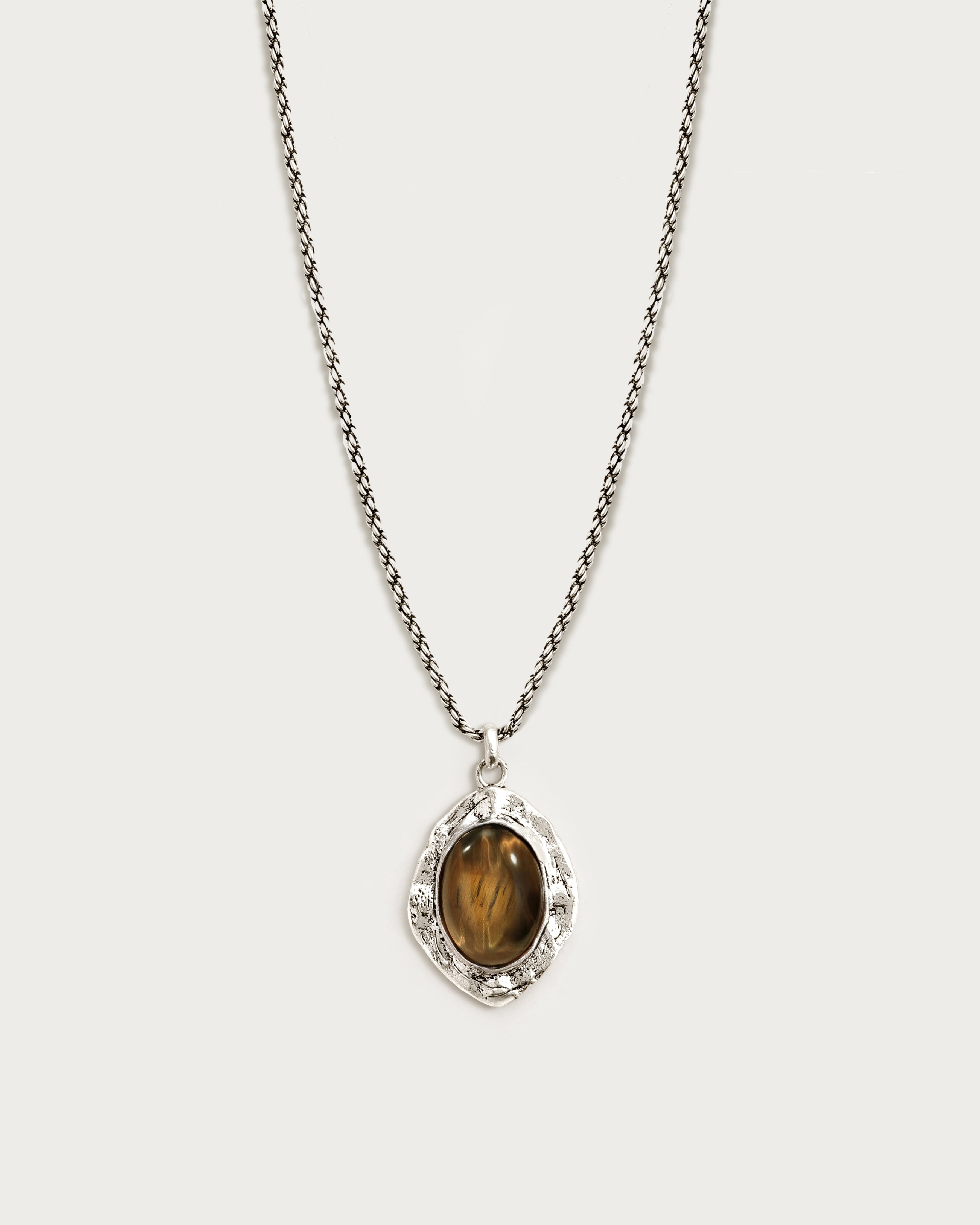 Silver Tiger's Eye Savannah Long Necklace for Women - Elegant Gemstone Beaded Jewelry for Boho Style, Meditation & Spiritual Healing