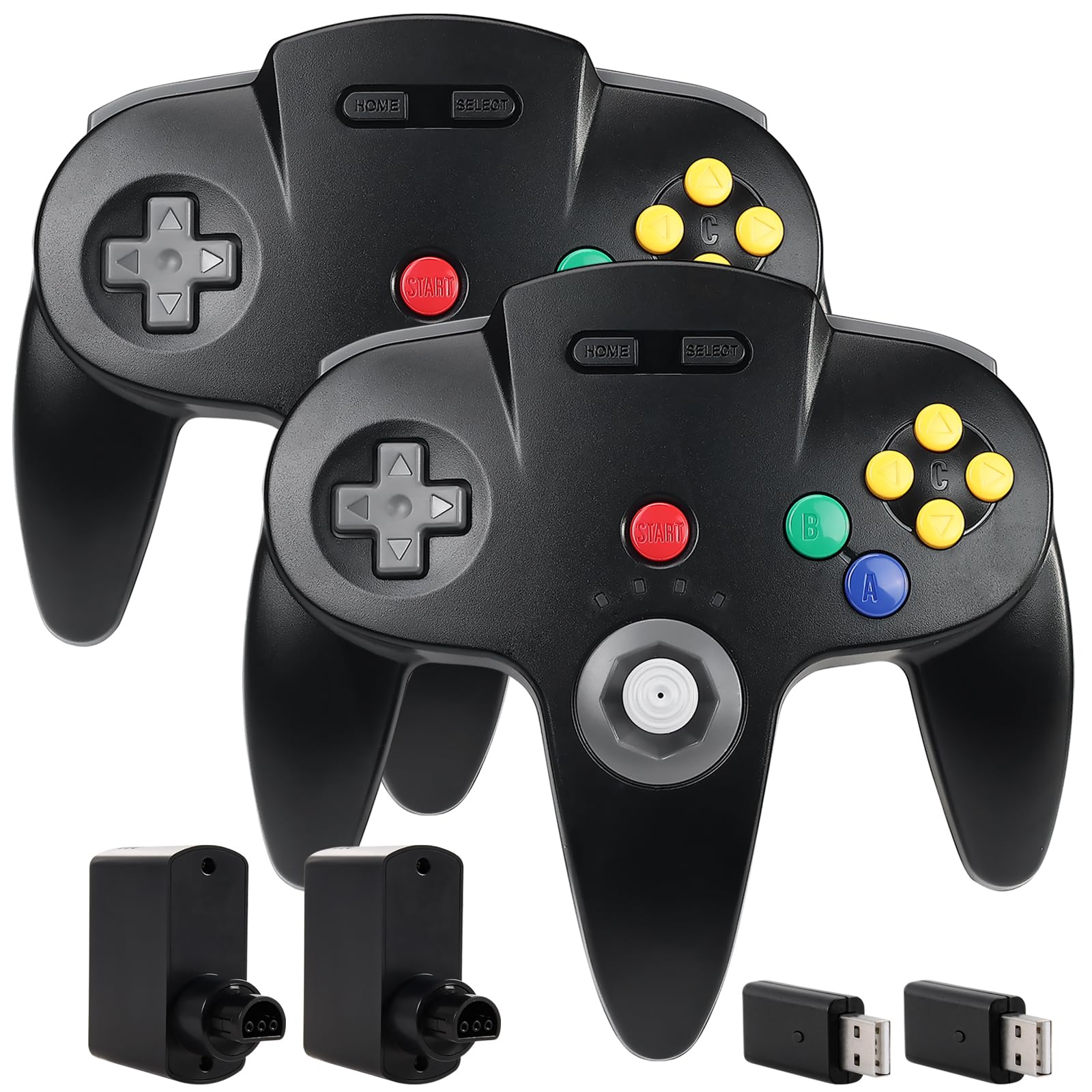 2 Pack 2.4GHz Wireless N64 Controller for Nintendo Switch & PC - Rechargeable Gamepad with USB Receiver, Compatible with Windows, Mac, iOS, Raspberry Pi - Perfect for Retro Gaming & Nintendo Switch Online (NSO) Play