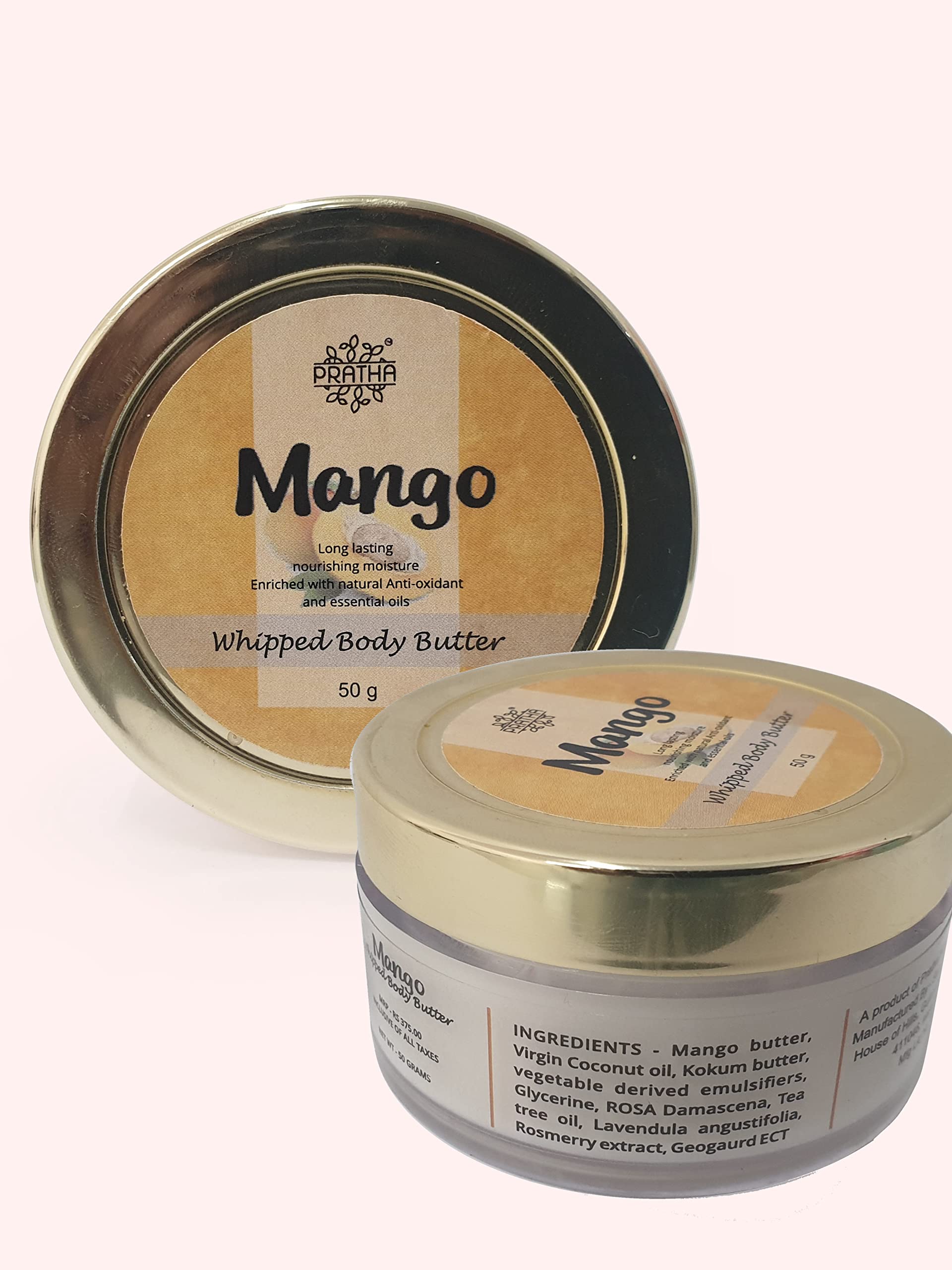 Pratha Naturals Mango Body Butter - 100g Whipped Cream for Deep Hydration & Nourishment | Tropical Mango Scented Moisturizer for Dry Skin | Perfect for Daily Use, After Shower & Night Care Routine