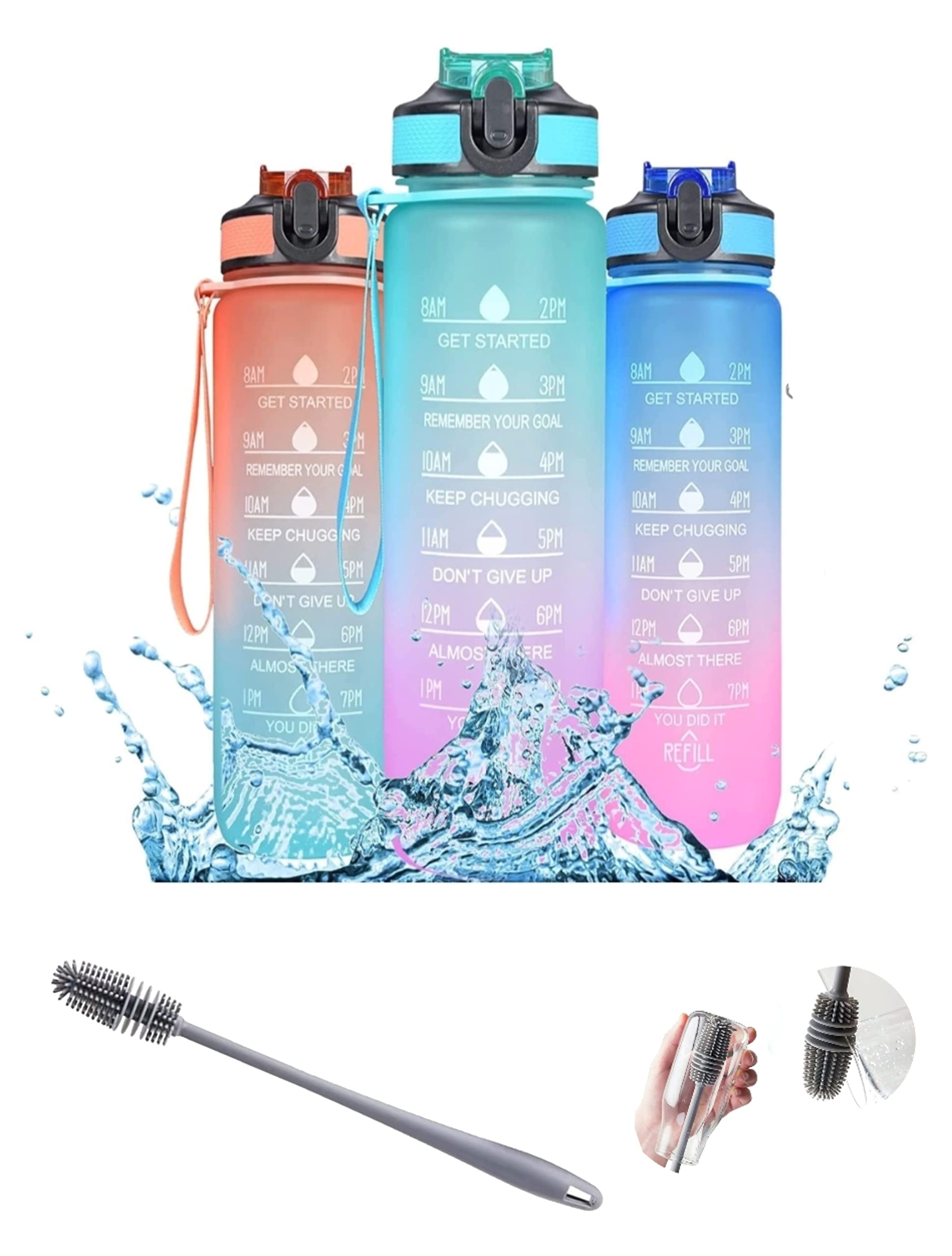 Radhe Fashion 1L Unbreakable Leakproof BPA-Free Water Bottle with Free Cleaning Brush - Ideal for Gym, Office & Travel - Green & Purple (Non-Toxic, Durable)