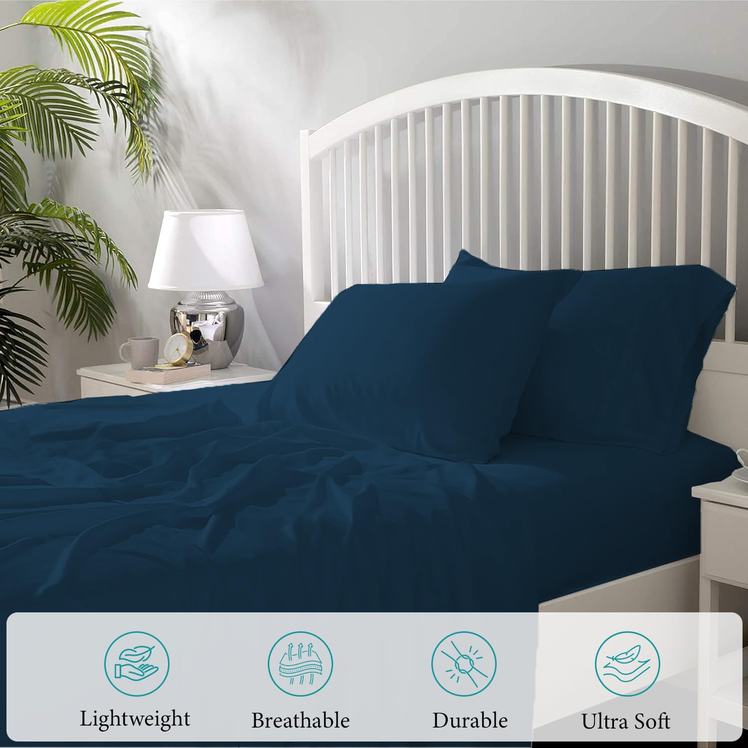 Bunny's Home 4-Piece Twin Sheet Set - Breathable Egyptian Cotton, 17” Extra Deep Pocket, Luxury Sateen Weave - Soft & Cooling Bed Sheets for Hotel-Style Comfort | Perfect for Kids' Rooms, Guest Beds & Dorm Essentials