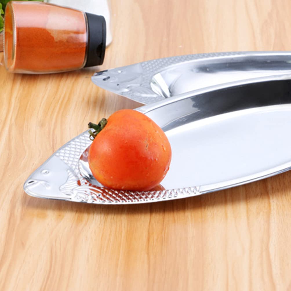 Cabilock 1pc Stainless Steel Fish-Shaped Serving Plate - Elegant Kitchen Tableware for Sushi, Seafood & Party Food Display - Perfect for Dinner Parties, Buffets & Home Decor