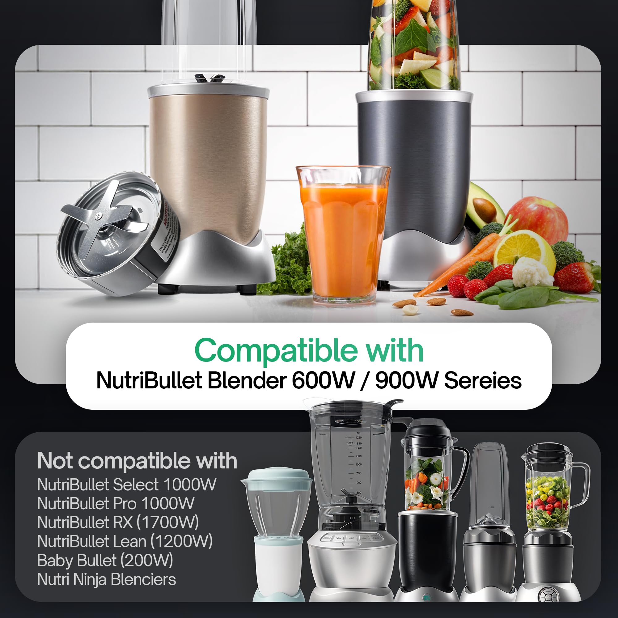 3-Pack Nutribullet Rubber Seals & 2-Pack Blades for 900W/600W Blenders - Replacement Parts for Nutribullet Blenders - Perfect for Smoothies, Juicing & Food Prep