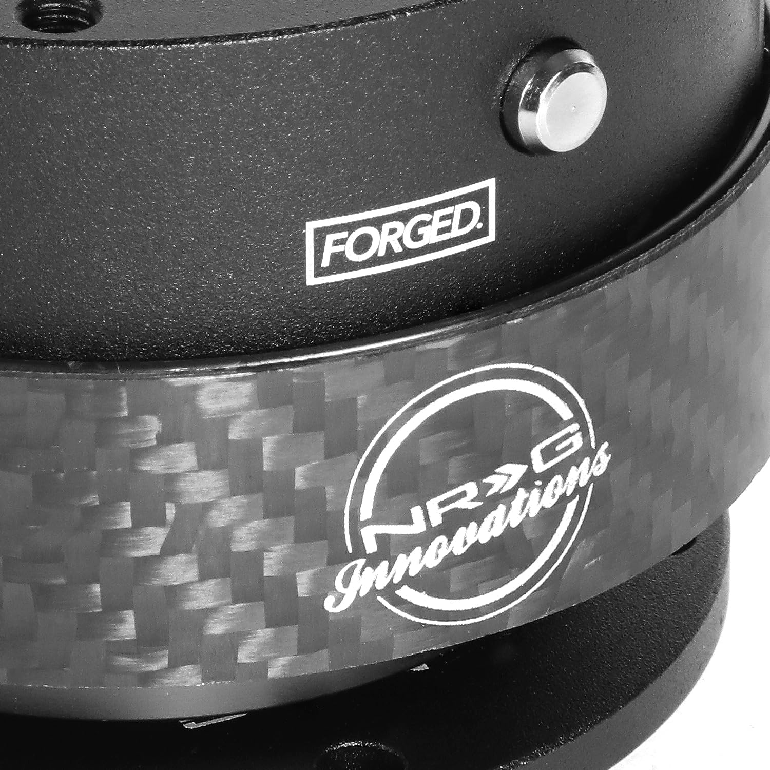 NRG Innovations Gen 2.0 Quick Release Steering Wheel Kit - Black Body & Carbon Fiber Ring - 6x70mm & 6x74mm Bolt Pattern (NRG-SRK-200CF) - Perfect for Racing, Drifting & Car Upgrades