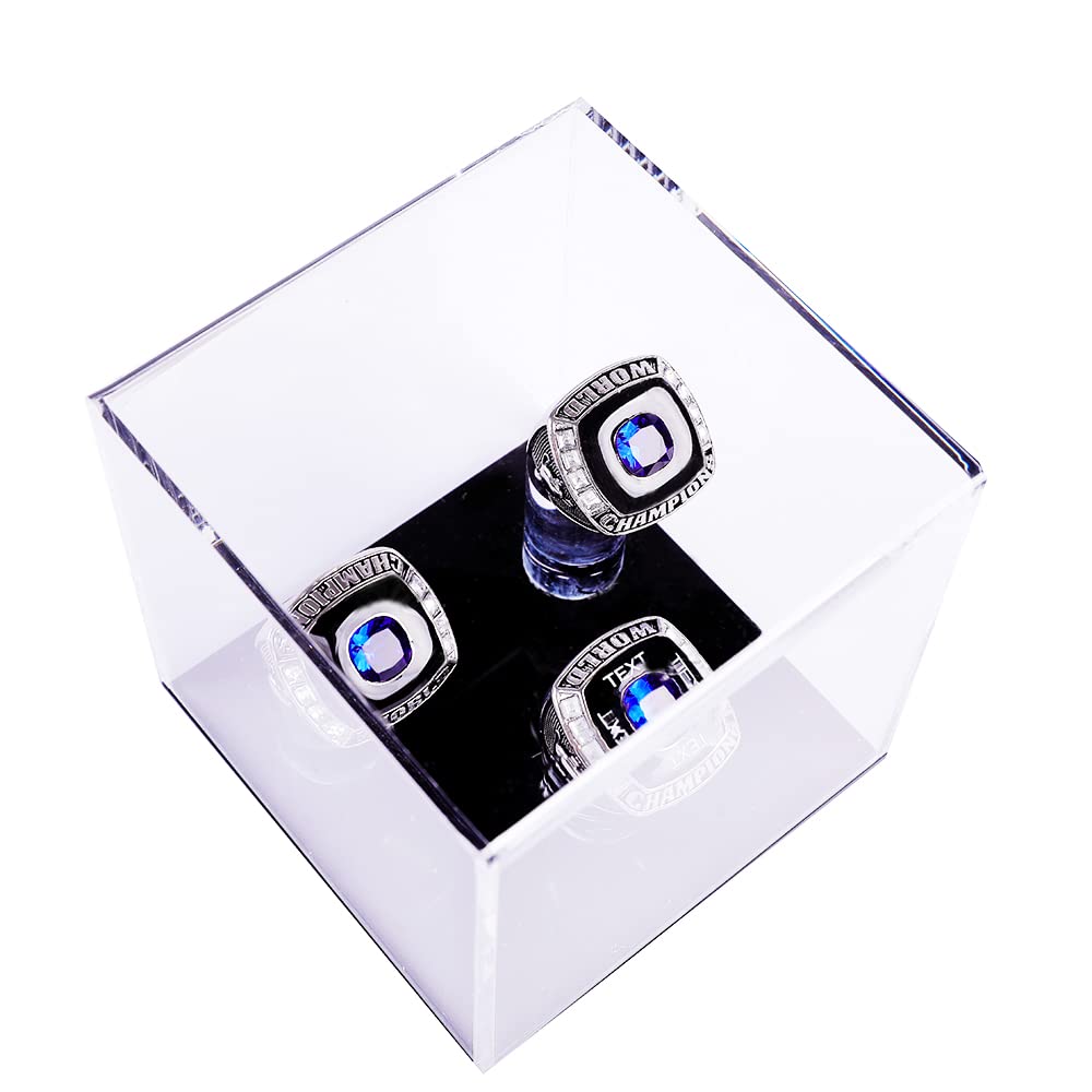 Championship Ring Display Box - 3 Slot Hole Baseball, Softball, Football & Class Ring Case - High School Championship Ring Holder - Perfect for Trophy Rooms, Awards Ceremonies & Memorabilia Displays