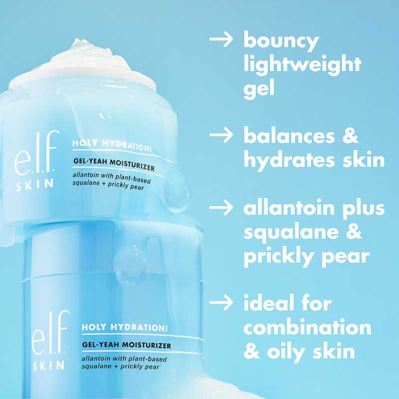 e.l.f. Skin Holy Hydration! Gel Yeah Moisturizer - Hydrating Face Cream for Dry Skin | Daily Moisturizing Gel for Glowing Skin | Perfect for Morning & Night Skincare Routine
