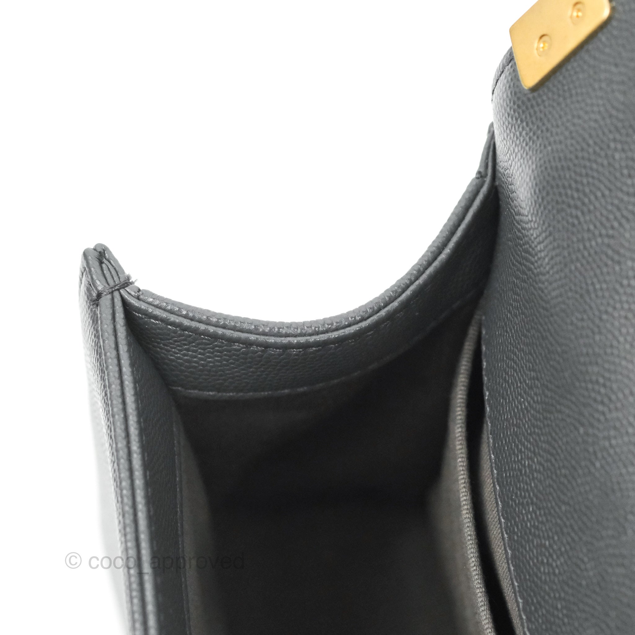 Chanel Chevron Medium Boy Bag in Dark Grey Caviar Leather with Aged Gold Hardware - Perfect for Evening Events & Luxury Fashion Accessories