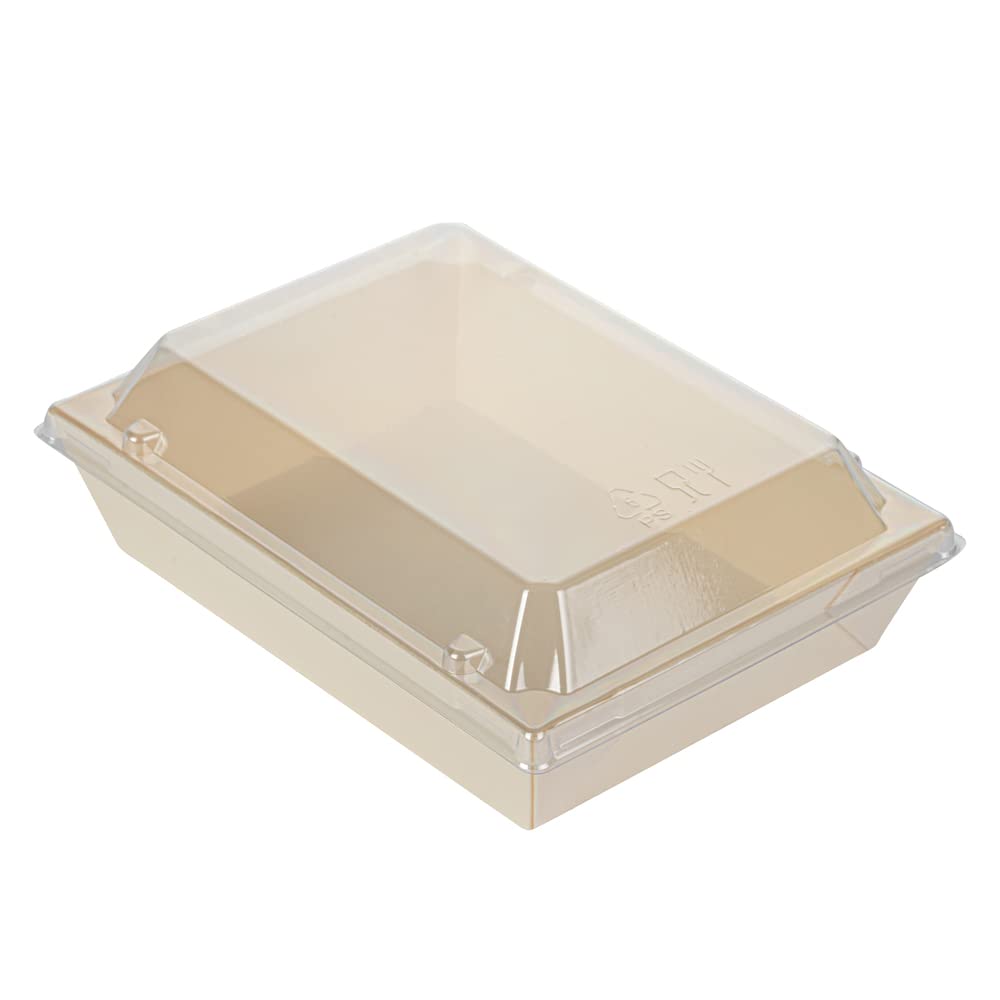 Restaurantware 100-Pack Clear Plastic Rectangle Lids 6.8 x 5.3 x 1.4 Inch - Fits 20oz Wooden Takeout Containers (Containers Sold Separately) | Perfect for Food Delivery, Catering & Meal Prep