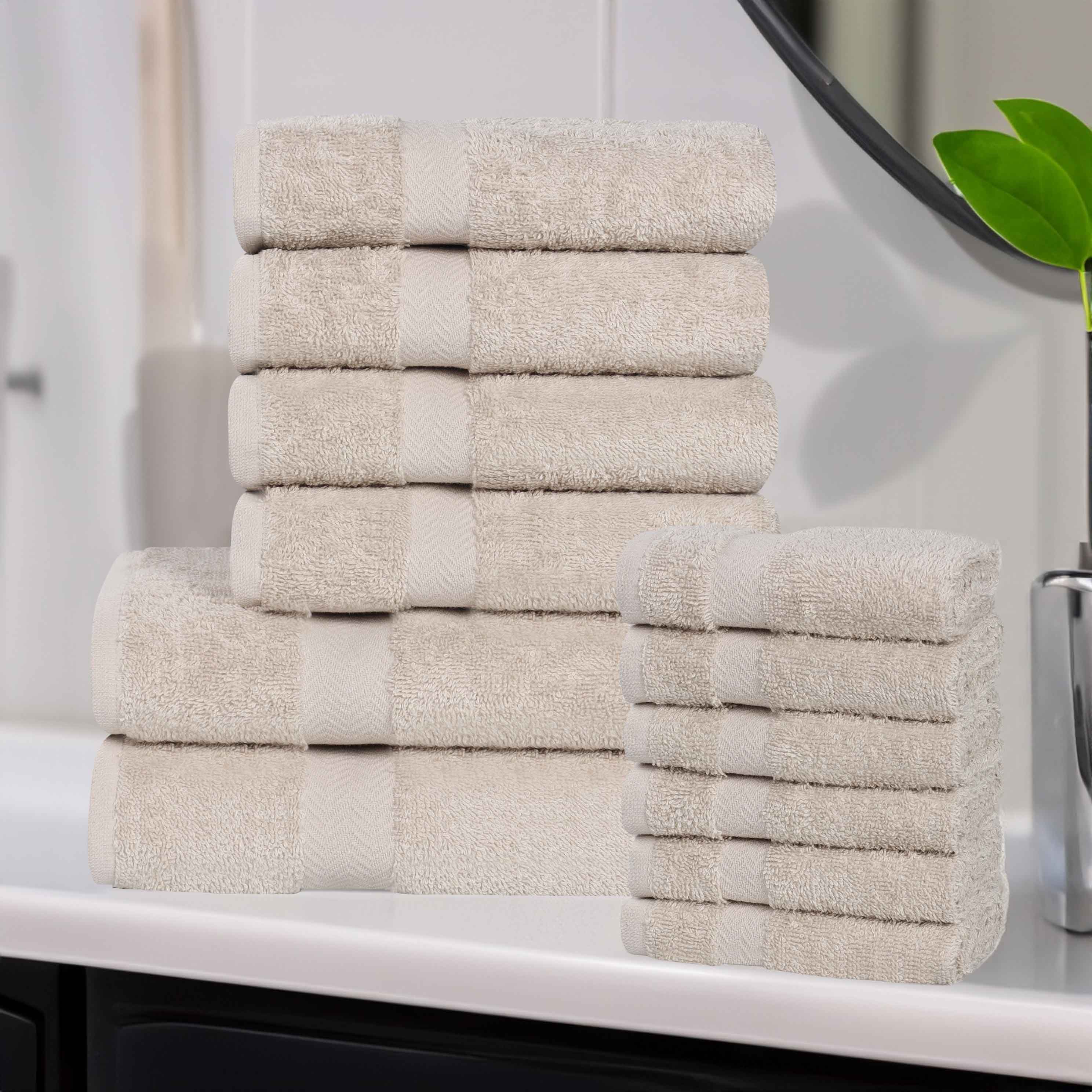 Franklin Cotton Eco-Friendly 12-Piece Bath Towel Set - Soft & Absorbent for Spa, Gym & Luxury Bathroom Use