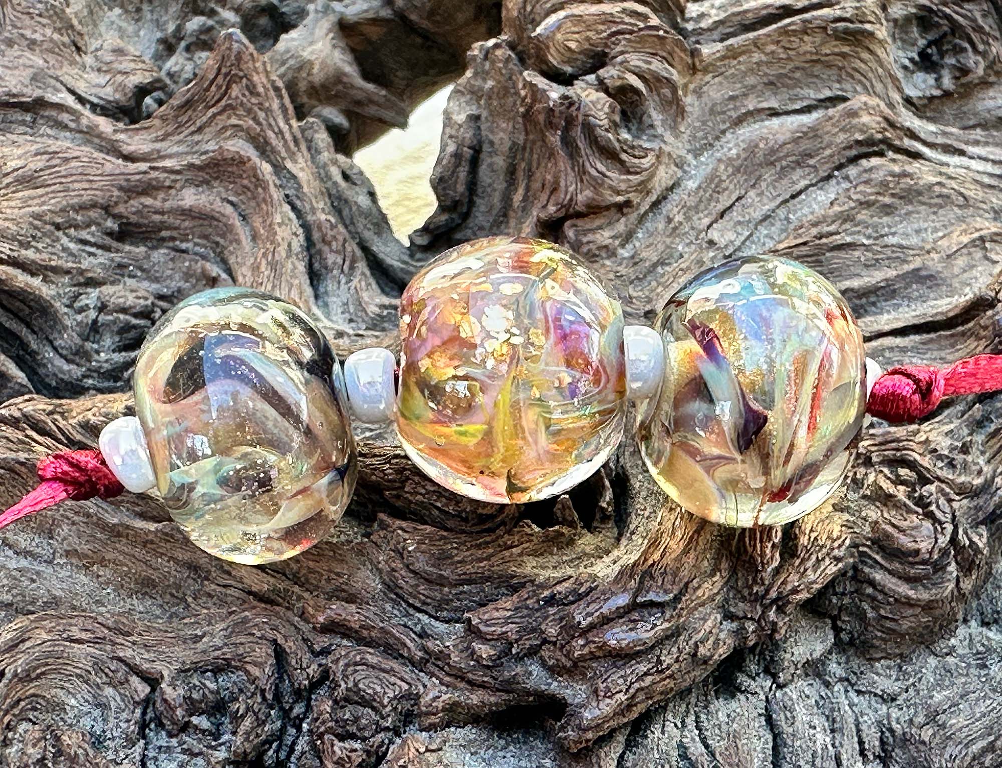 3 Cosmic Swirl Focal Lampwork Glass Beads Set - Handmade SRA Artisan Beads for Jewelry Making, DIY Bracelets & Necklaces - Perfect for Beaders, Crafters & Gift Giving
