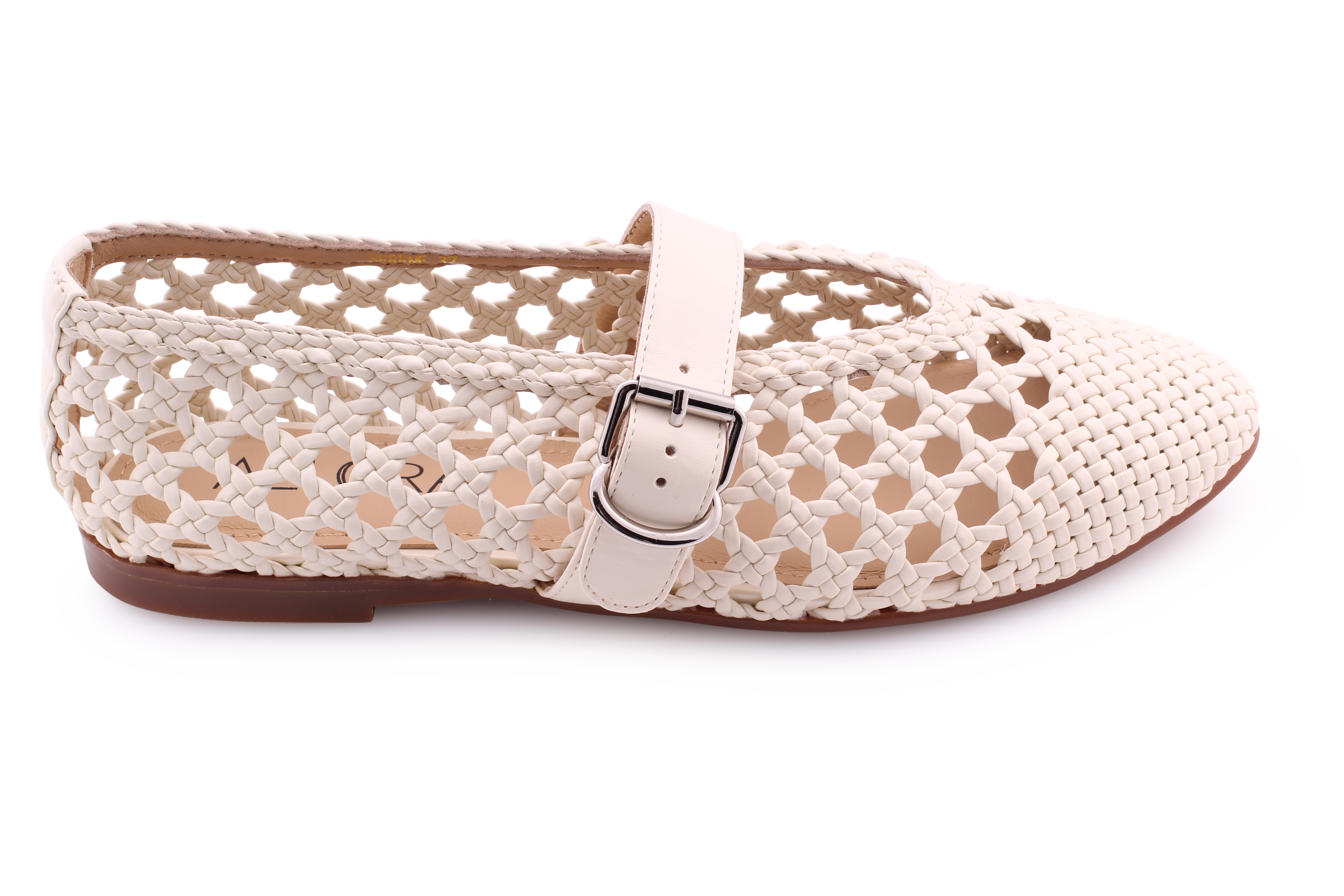 Beige Woven Leather