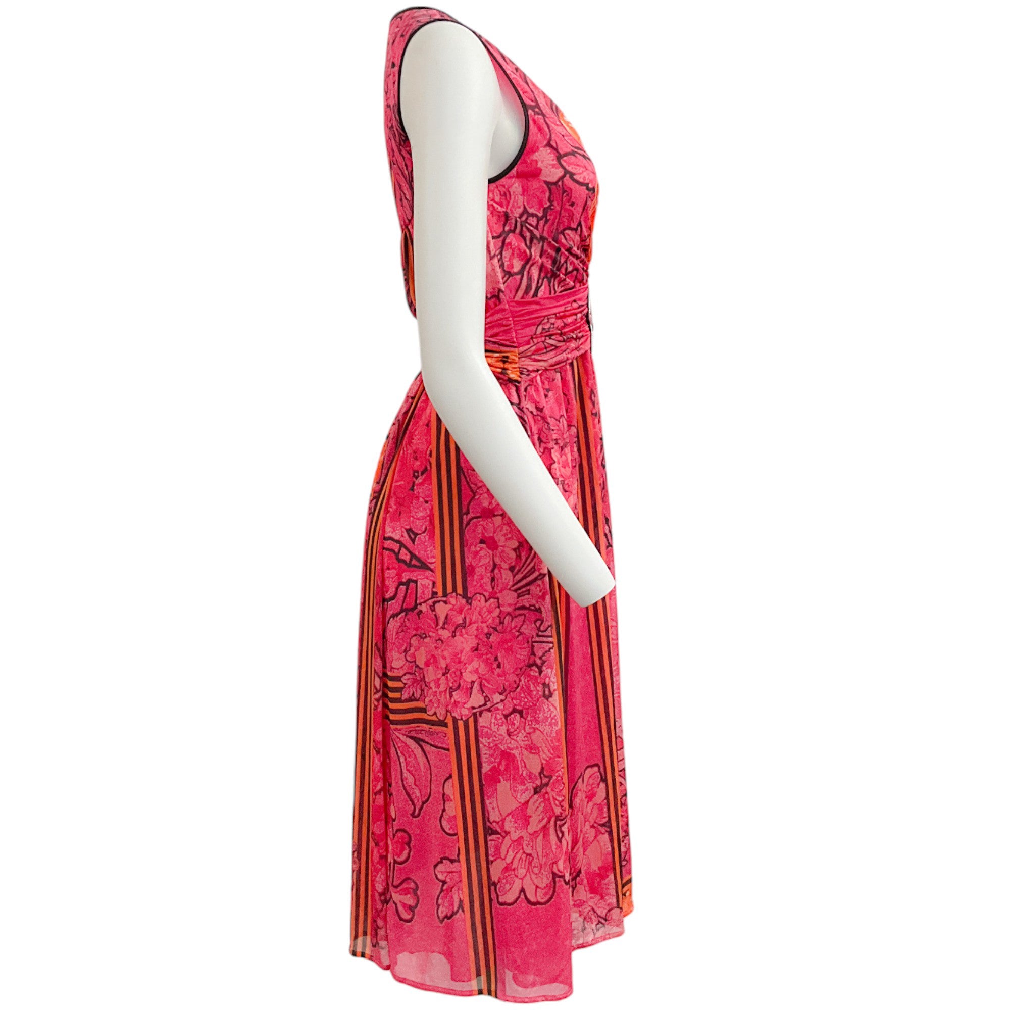 Roberto Cavalli Women's Magenta & Orange Multi Print Sleeveless Dress - Summer Party, Cocktail & Evening Wear