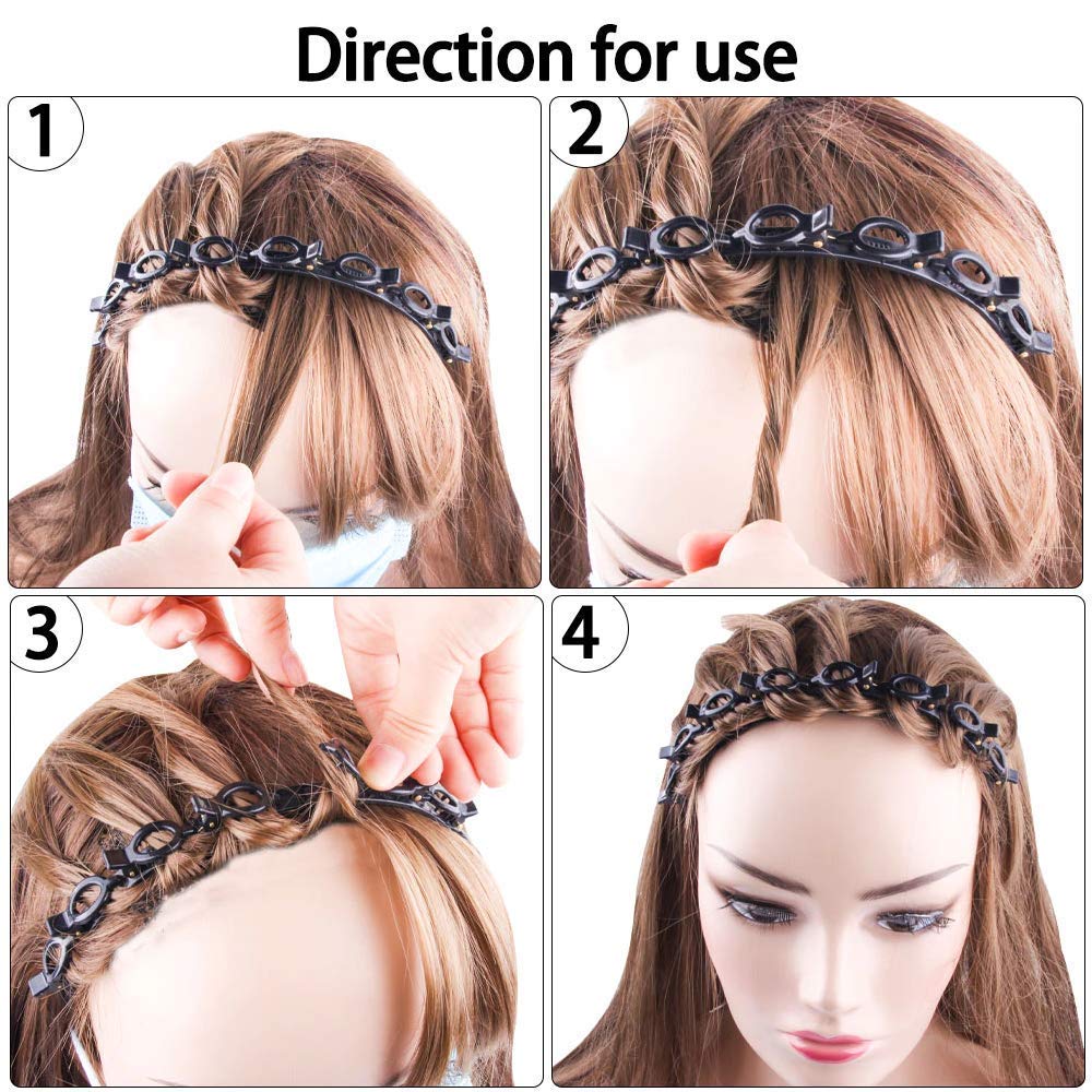 Treza Double Layer Twist Plait Headband - Plastic Hair Clips & Hair Pins for Women & Girls - Hair Styling Accessories (Pack of 1, Black) - Perfect for School, Work, Parties & Everyday Hairstyles