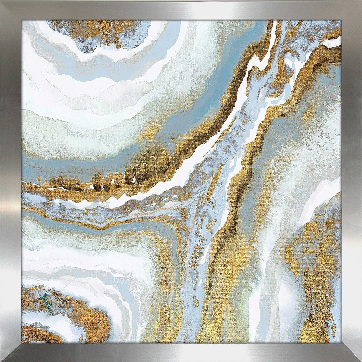 Premium Blue Agate Square Acrylic Print - Elegant Home & Office Wall Decor for Living Room, Bedroom, or Meditation Space