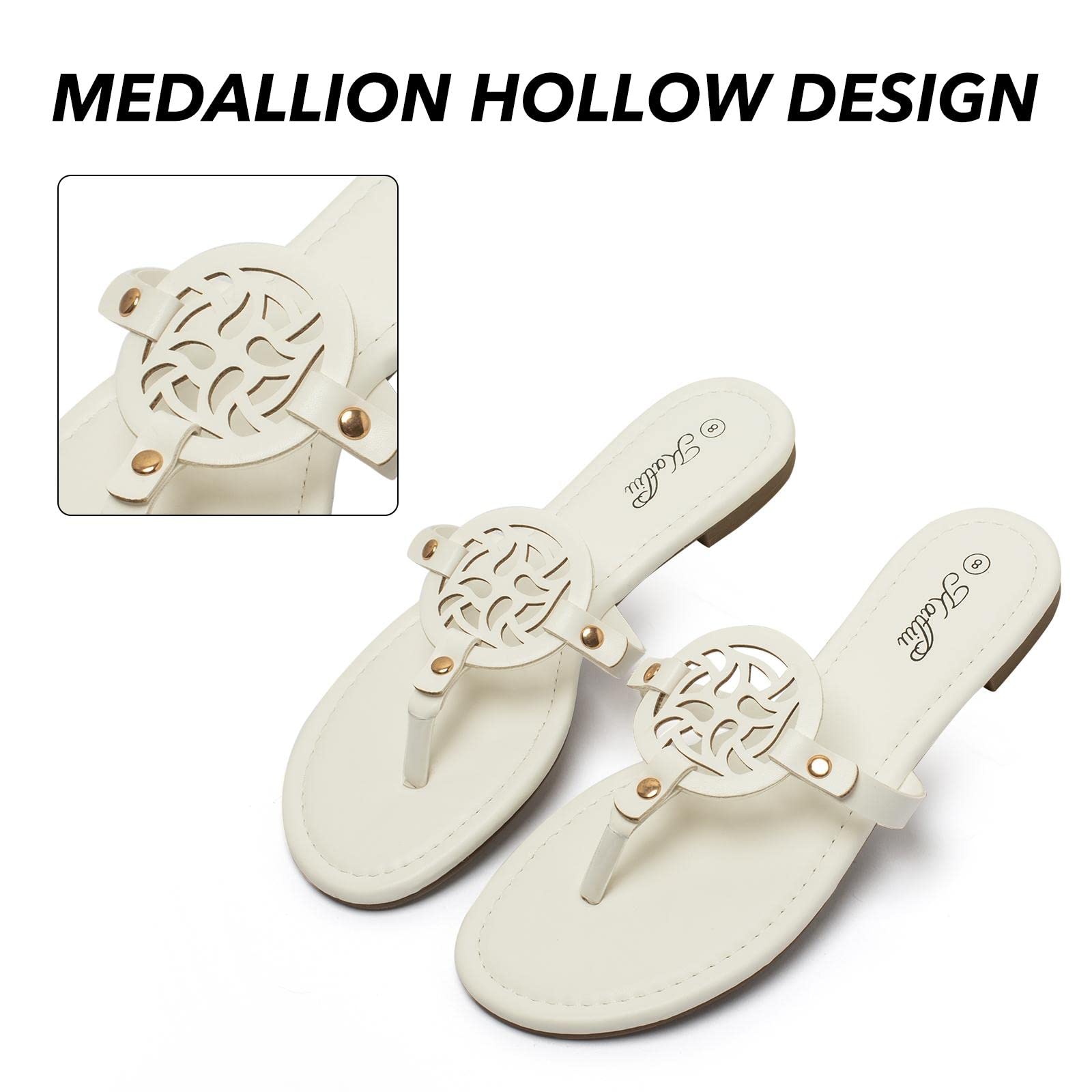 Katliu Women's Comfortable Flat Sandals - Dressy Thong Flip Flops for Beach, Pool, Vacation & Summer Outfits