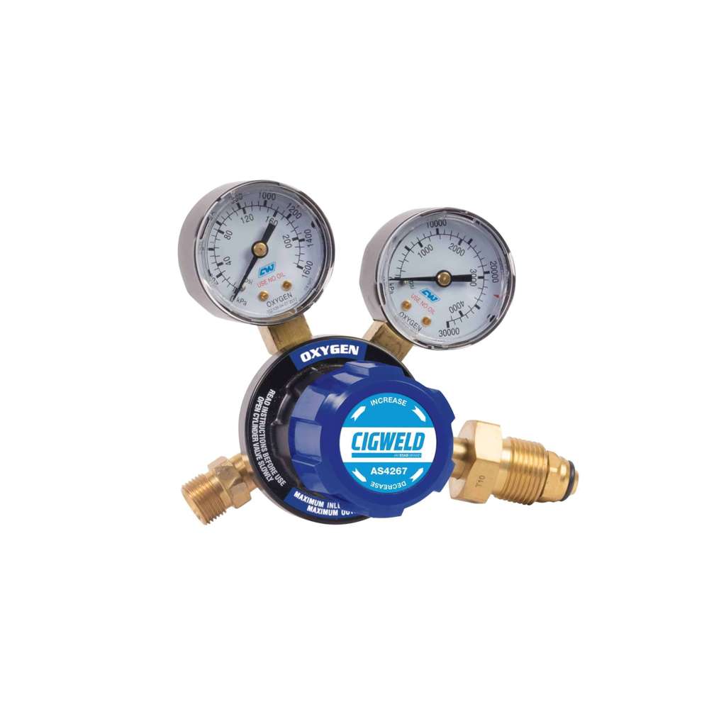 Cigweld Oxygen Regulator - High Flow Gas Regulator for Welding & Cutting - Perfect for MIG, TIG, and Oxy-Acetylene Torch Applications