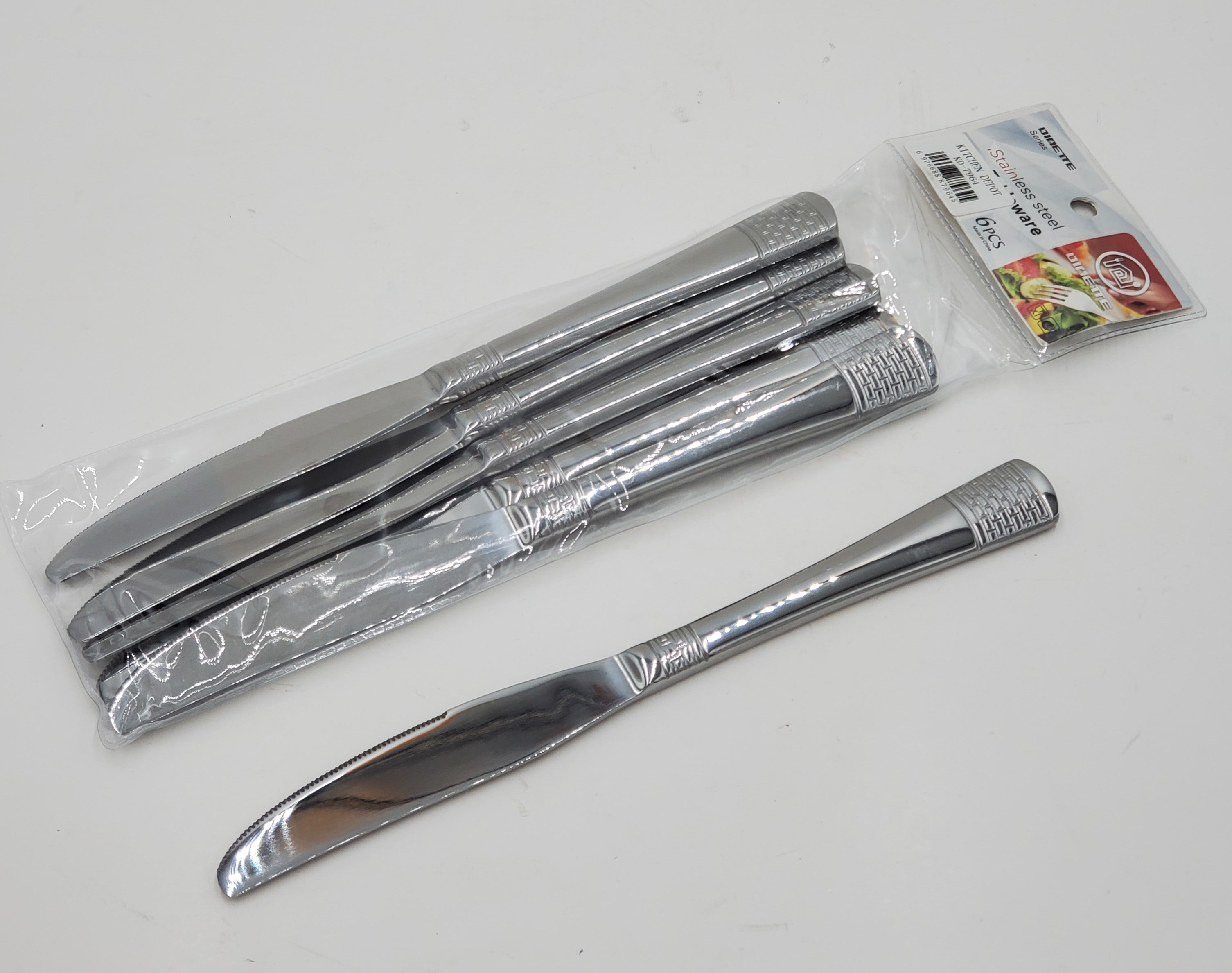6-Piece Stainless Steel Dinner Knife Set - Elegant Silver Cutlery for Fine Dining, Parties & Everyday Use