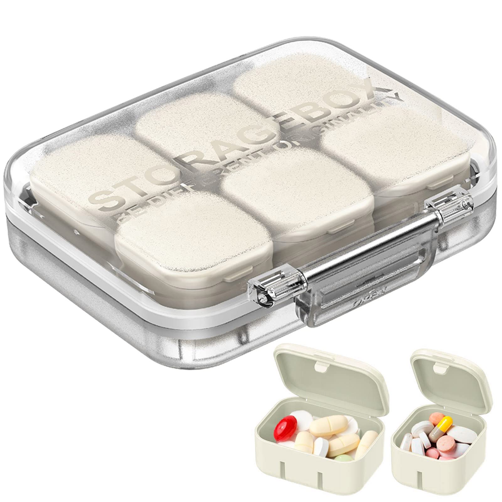 SOFISO 4/6 Grid Free Assembly Travel Pill Organizer - 10 Day Portable Medicine Box with Waterproof Design for Vitamins, Fish Oil & Supplements - Perfect for Daily Medication, Travel & Home Use