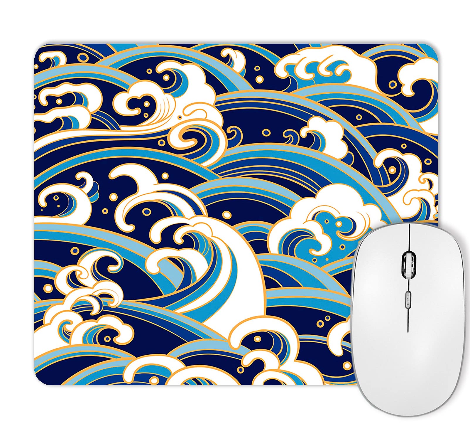 HUOCAIREN The Great Wave Mouse Pad - Non-Slip Rubber Gaming Mouse Pad for Computer & Laptop - Ocean Blue Design - Perfect for Office, Gaming & Home Use