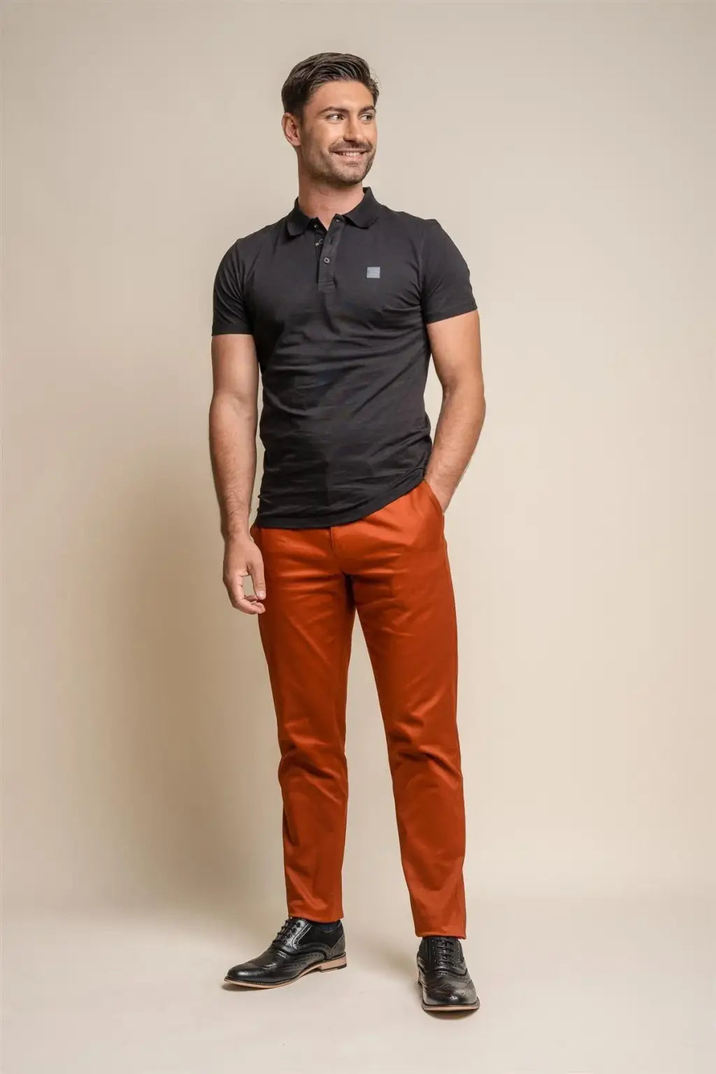 Cavani Men's Dakota Rust Chino Pants - Comfortable Slim Fit Casual Trousers for Work, Office & Everyday Wear