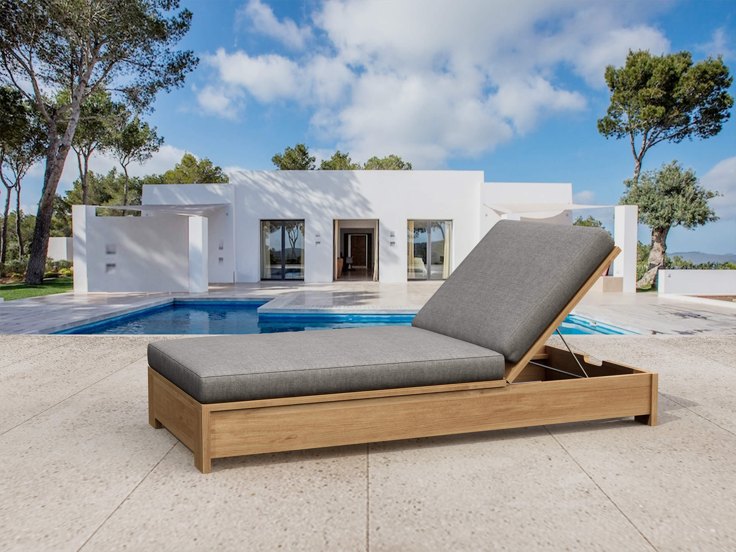 Premium Teak Wood Sun Lounger - Outdoor Patio Poolside Chaise Lounge for Backyard, Beach & Garden Relaxation | Weather-Resistant & Comfortable