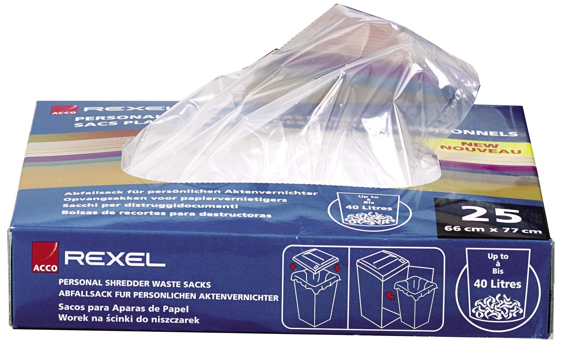Rexel Extra Strong 80L Polypropylene Waste Sacks - Compatible with AS1000 Shredder (Pack of 100) | Durable Shredder Bags for Office, Home & Commercial Use