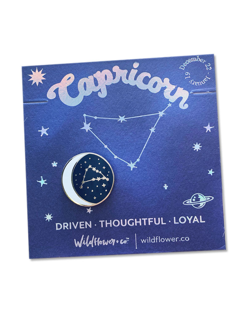 Capricorn Zodiac Constellation Enamel Pin - Stylish Horoscope Jewelry for Gift Giving, Fashion Accessories & Astrology Lovers