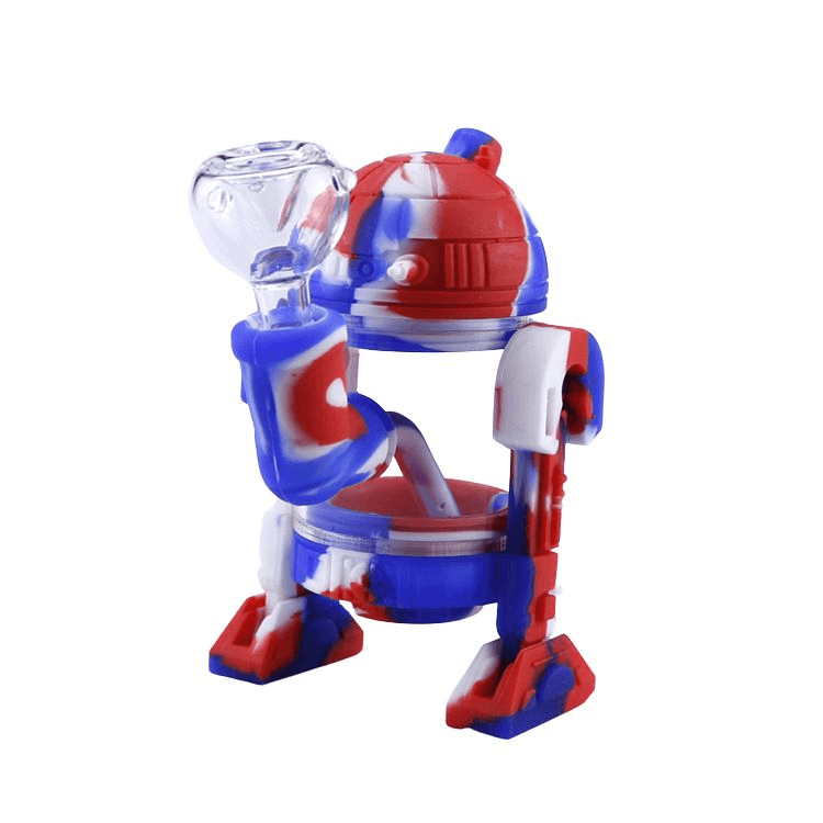Robot-Shaped Silicone Bong with Glass Bowl - Durable Water Pipe for Smooth Smoking - Perfect for Home Use, Parties & Relaxation