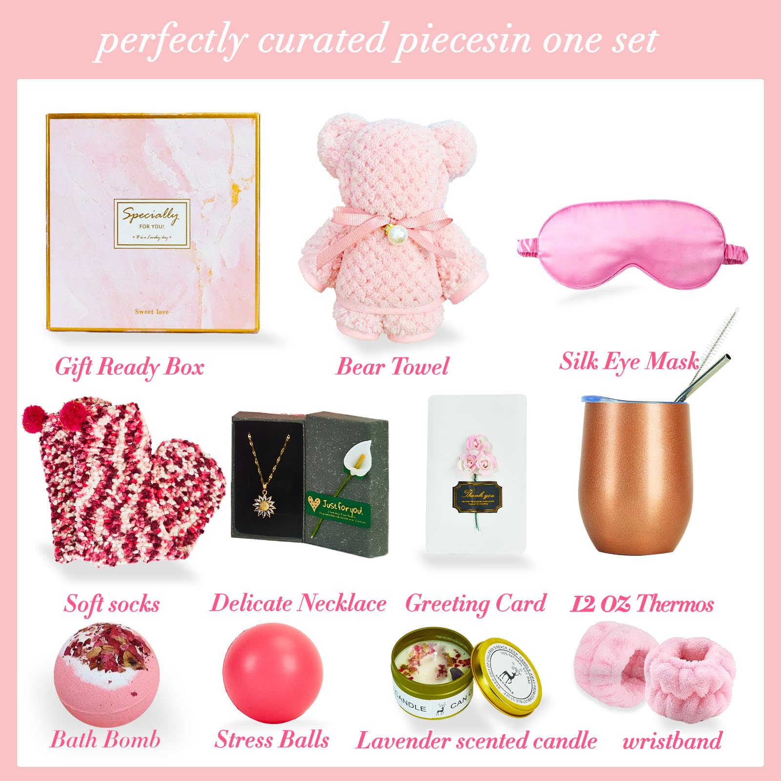Thoughtful Retirement Gifts for Women - Birthday Present Ideas for Girls & Teachers | Post-Surgery Care Package & Self-Care Gift Set | Feel Better Presents for Women (Pink) | Perfect for Retirement Parties, Birthday Celebrations, Hospital Recovery & Everyday Encouragement
