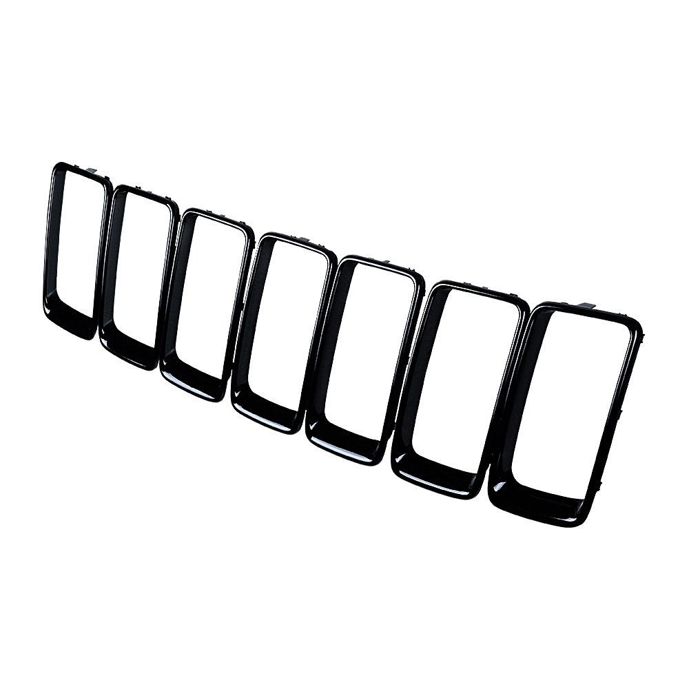 2014-2016 Jeep Grand Cherokee Grille Cover Inserts Kit - 7pc Glossy Black Replacement Grille | Perfect for Off-Roading & Car Customization