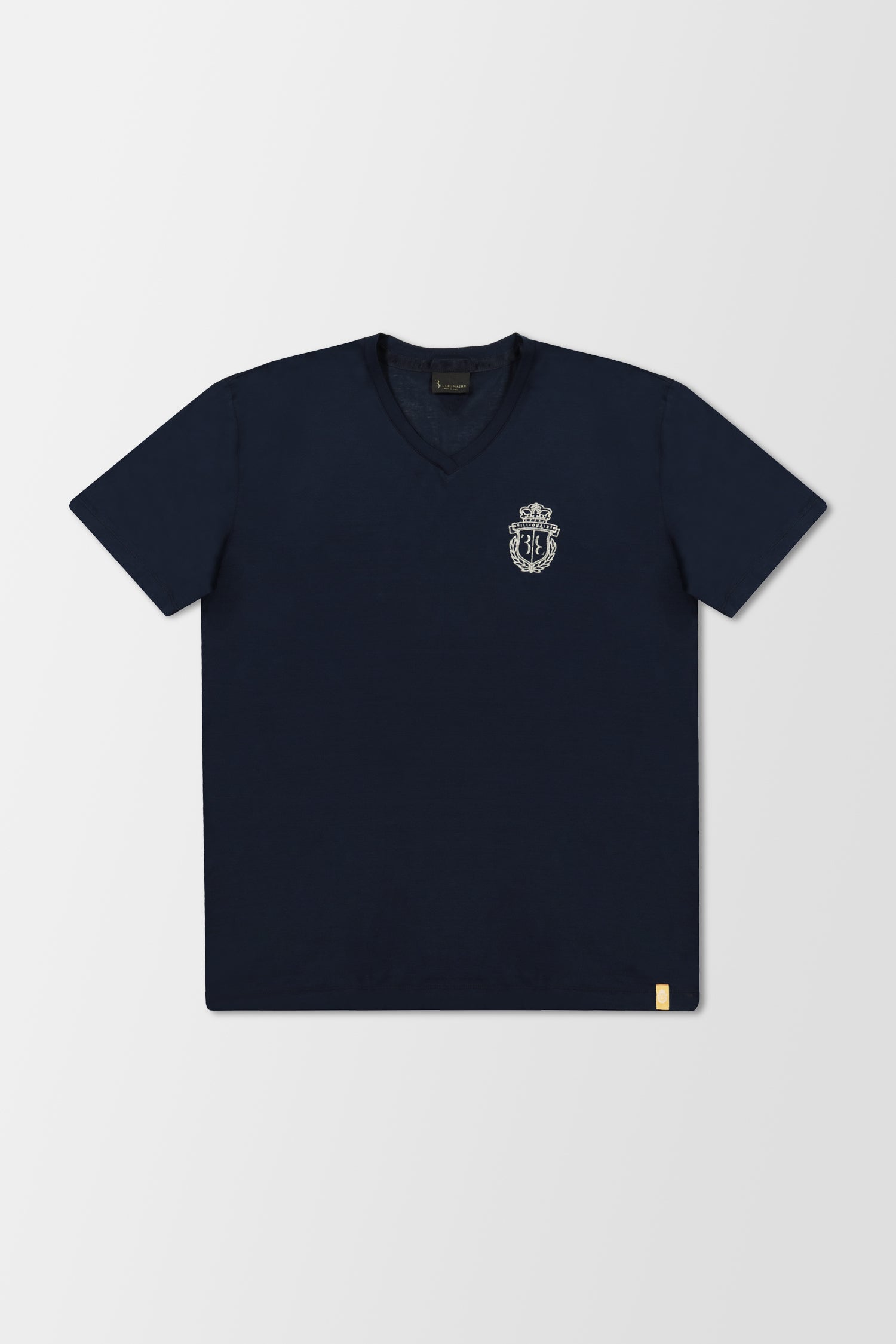 Billionaire Dark Blue Crest V-Neck T-Shirt for Men - Premium Cotton Casual Tee for Everyday Wear, Gym, and Street Style