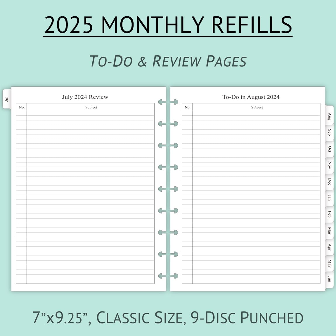 Newestor 2025 Monthly Planner Refills for Happy Planner Classic Size (7