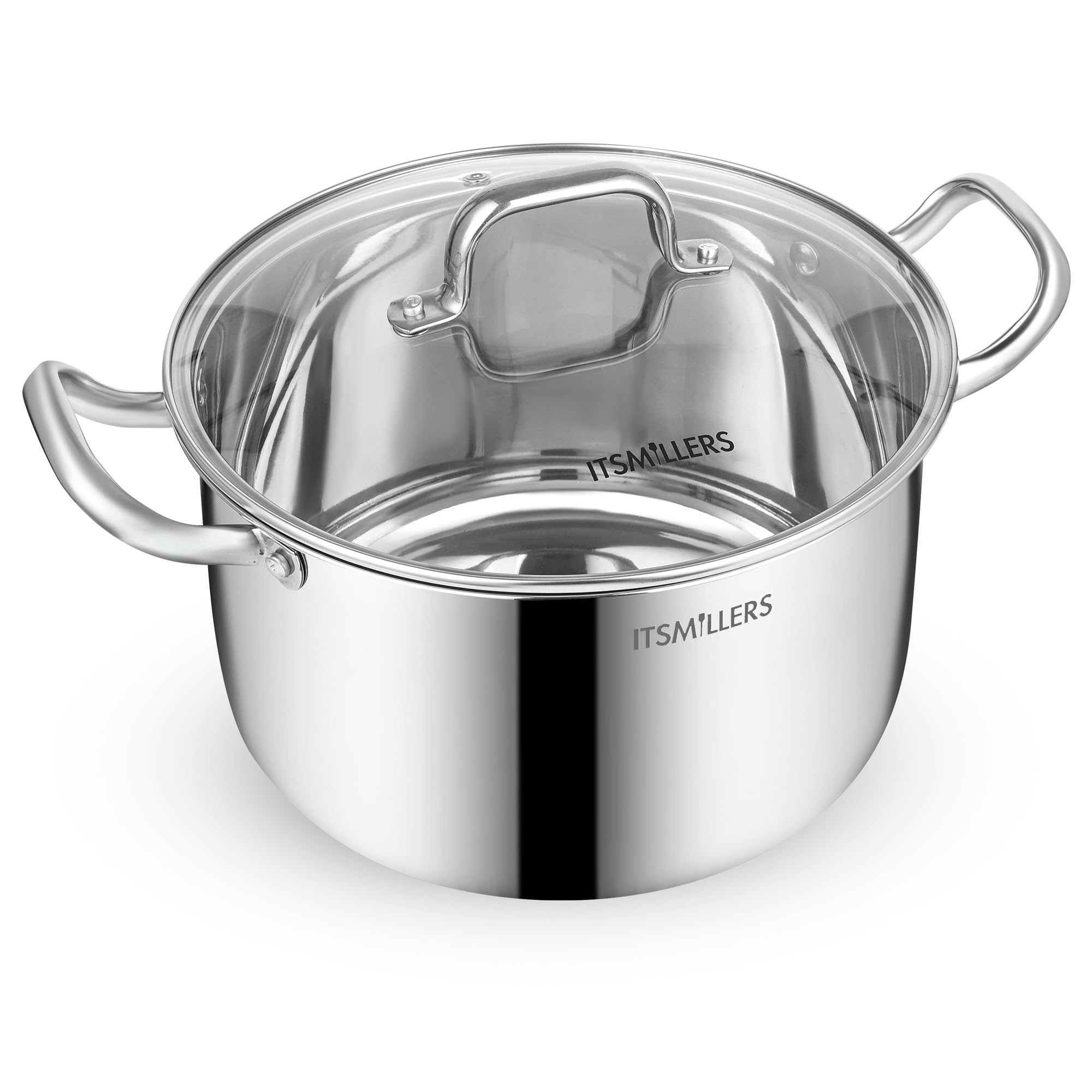 8 Quart Stainless Steel Stock Pot - Induction Compatible Soup & Cooking Pot with Riveted Handle, Oven & Dishwasher Safe - Perfect for Soups, Stews, Pasta & Large Family Meals