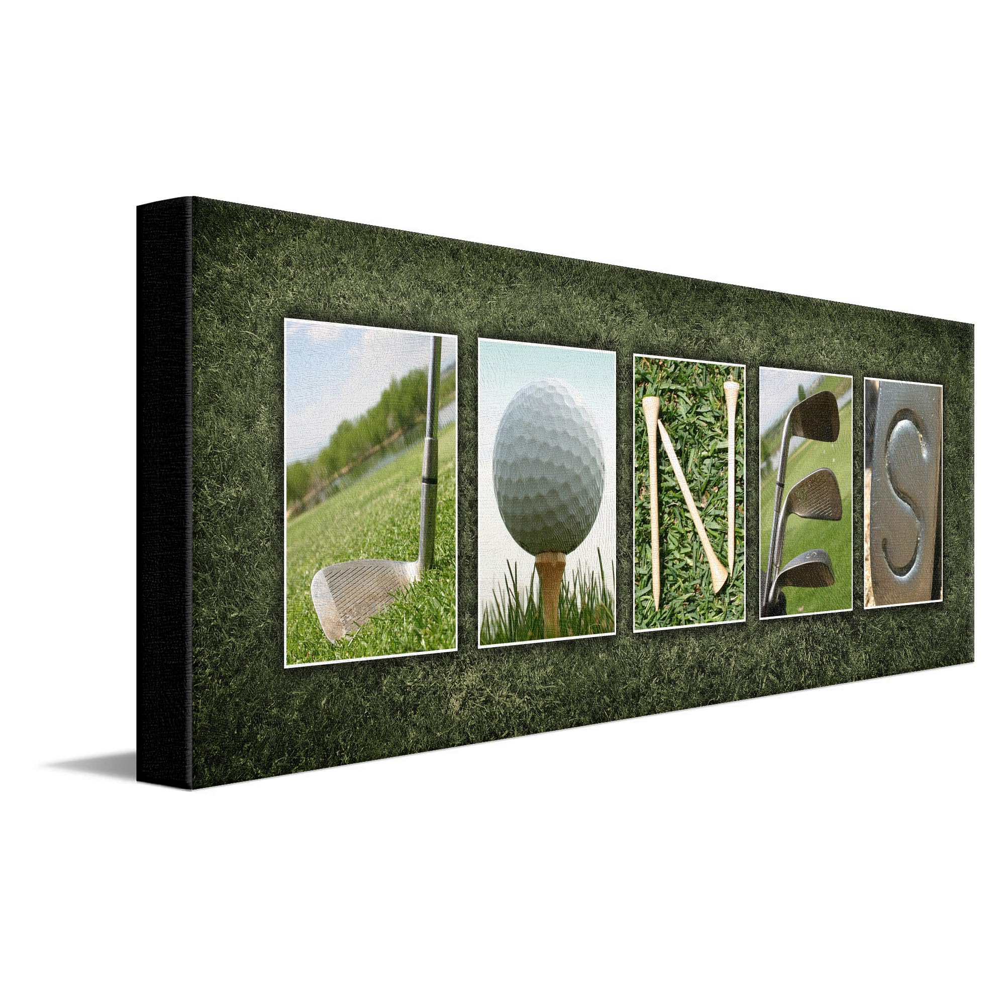 Personalized Golf Name Art Block Mount - Custom Golf Gift for Golfers & Enthusiasts - Perfect for Home, Office, or Man Cave Decor