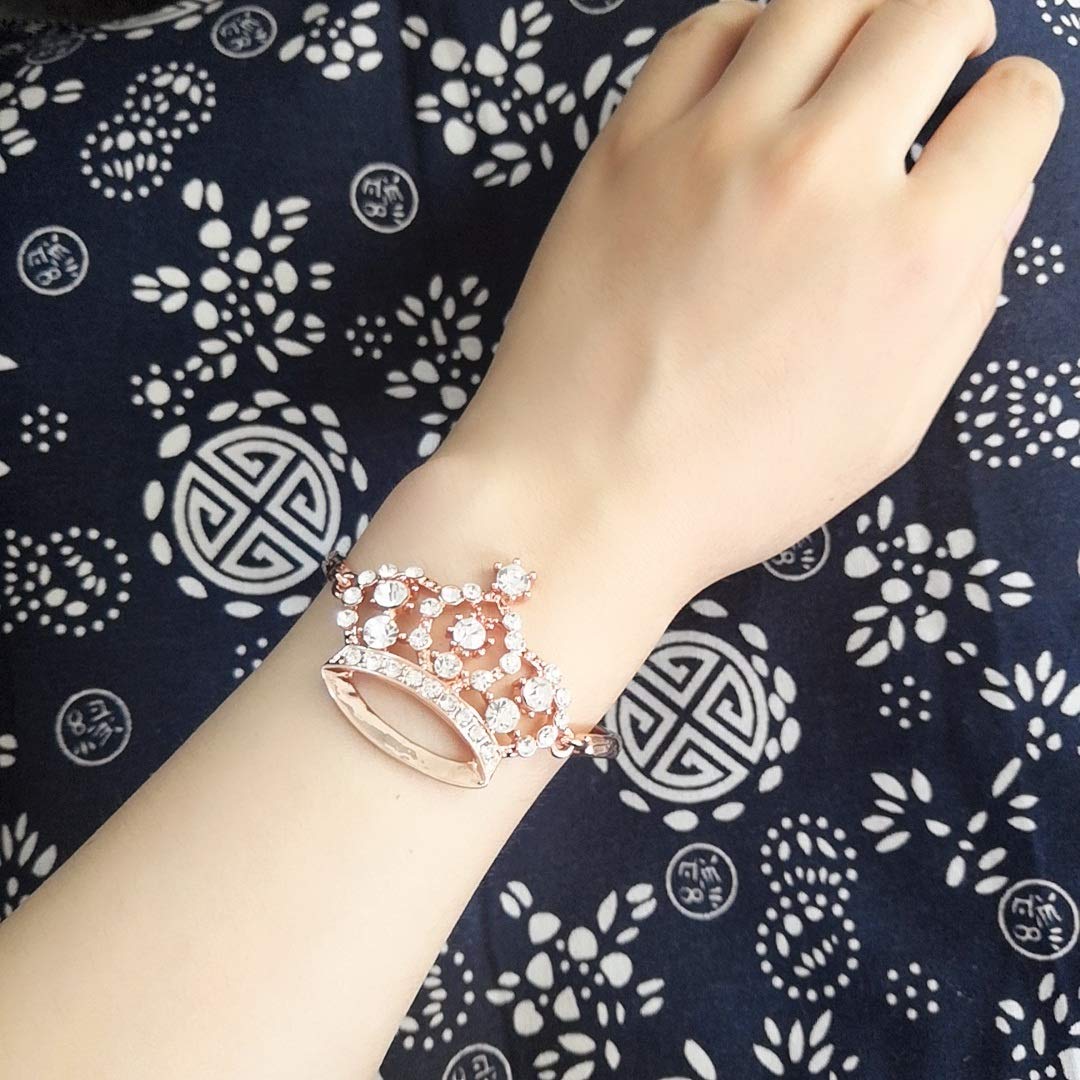 NOUMANDA Fashion Crystal Crown Bracelets for Women - Elegant Simple Jewelry for Parties, Weddings & Special Occasions