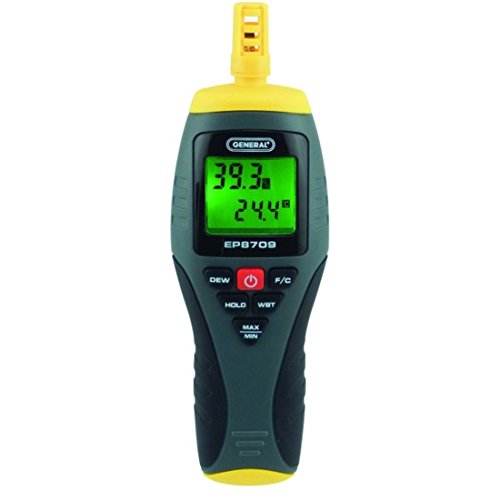 General Tools EP8709 - Calibratable 4-Function Digital Psychrometer with Temperature, Humidity, Dew Point & Wet Bulb Measurement - Ideal for HVAC, Industrial, Laboratory & Home Use