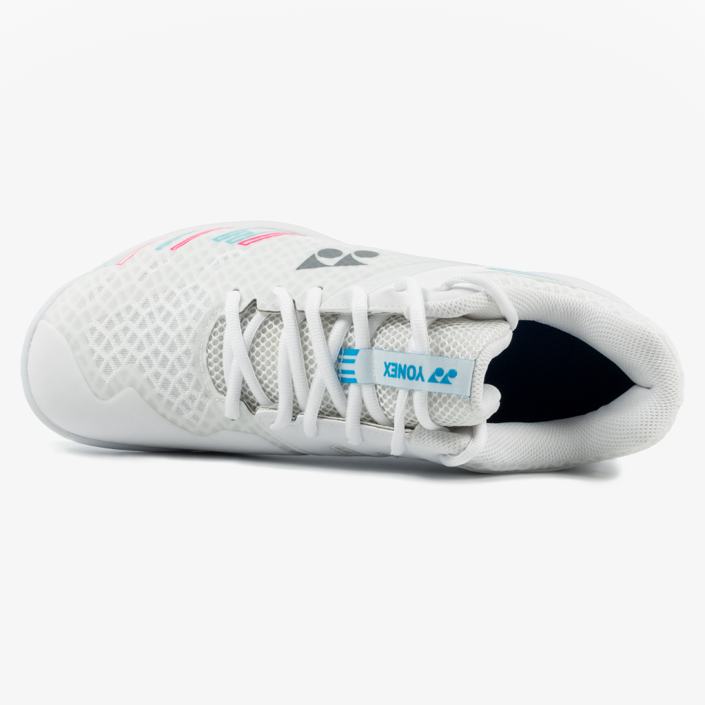 Yonex Cascade Accel Wide Badminton Shoes - White/Sky Blue - Lightweight & Comfortable for Indoor Sports & Training