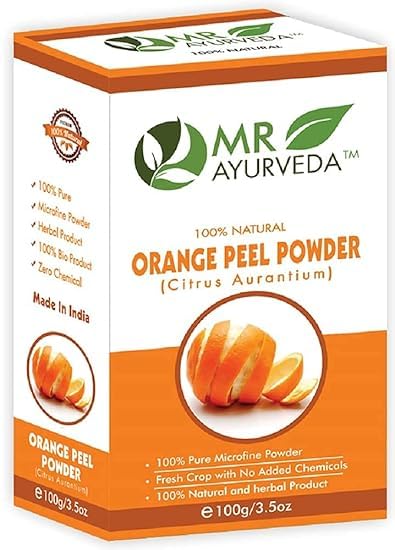 Organic Orange Peel Powder for Skin & Face Care - 100% Natural, No Added Chemicals, 100g | Brightening, Exfoliating & Acne Treatment | DIY Face Masks, Scrubs & Skincare Recipes