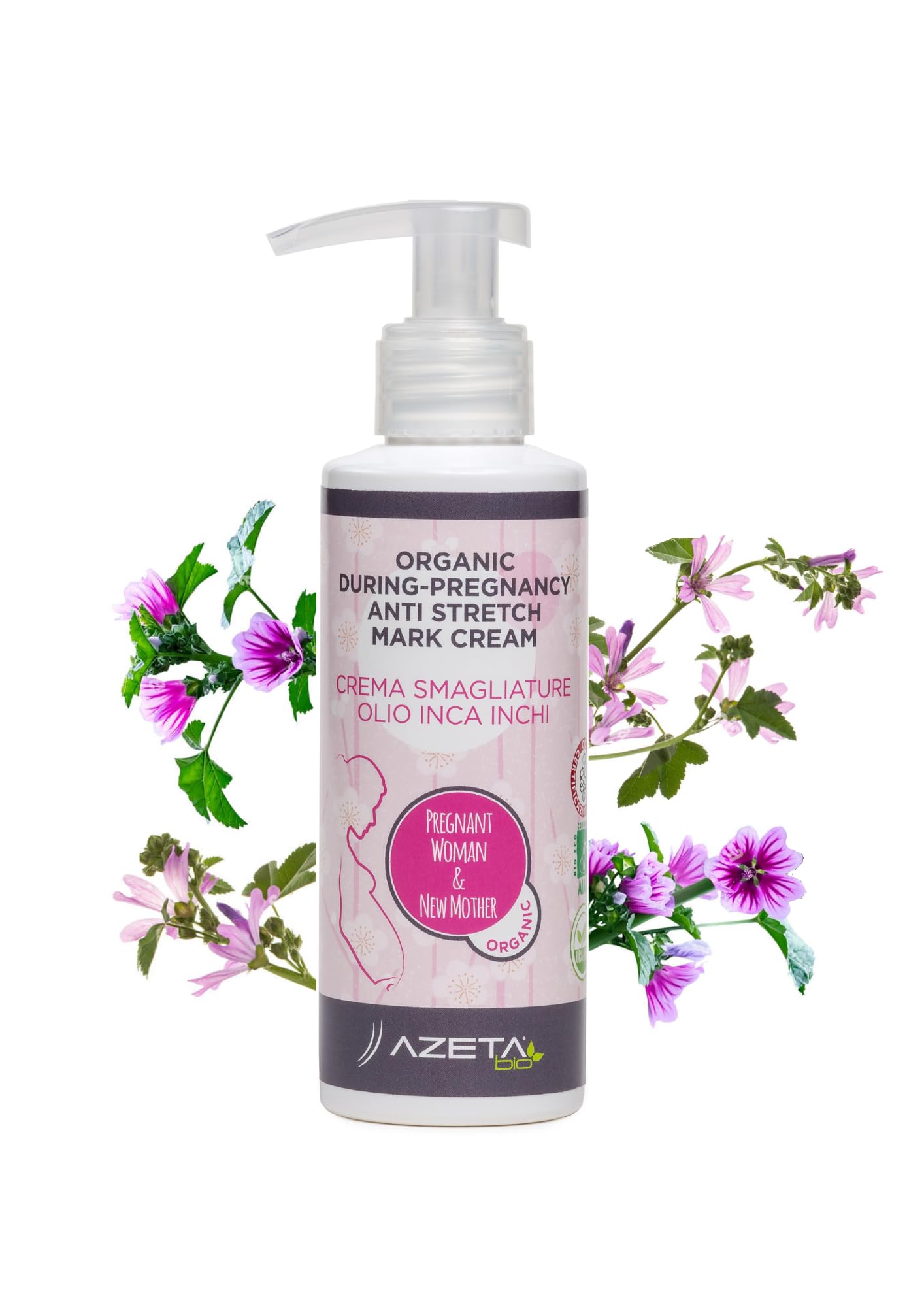 Organic Pregnancy Stretch Mark Cream for Moms | AZETABIO | BPA Free, Toxic-Free, Non-GMO, Paraben Free | 2-Pack (150ml Each) | Belly Butter for Pre & Postpartum Skin Care