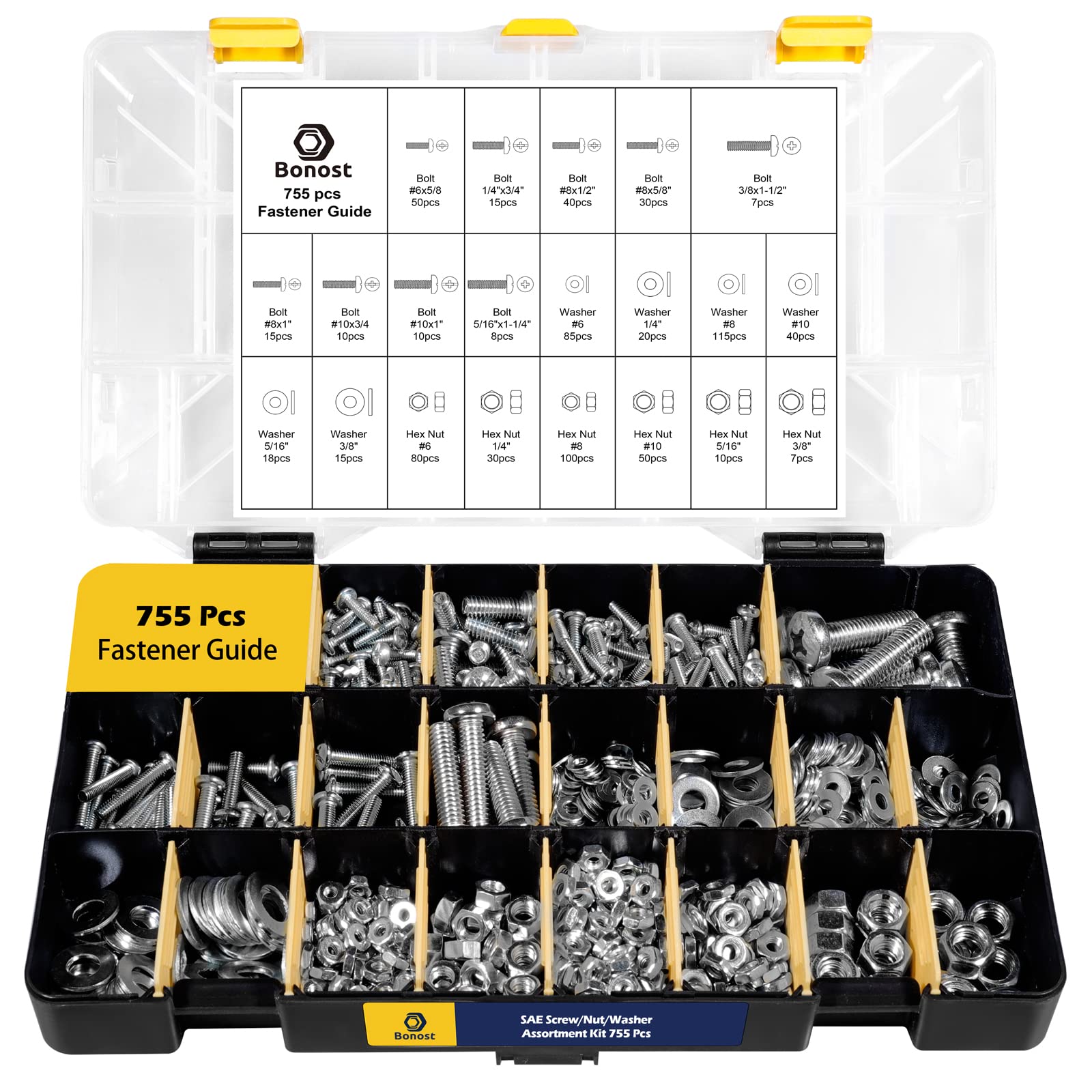 2240-Piece Hardware Assortment Kit - Metric & SAE Machine Screws, Nuts, Bolts, Washers (3 Trays) - Perfect for DIY, Home Repair, Automotive, and Electronics Projects