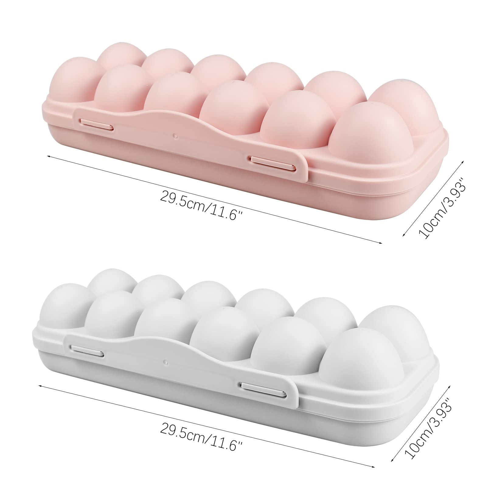 2-Pack Stackable Plastic Egg Storage Containers with Lid - 12 Grid Refrigerator Egg Holder Tray for Kitchen & Restaurant Use | Perfect for Fresh Egg Organization & Space Saving