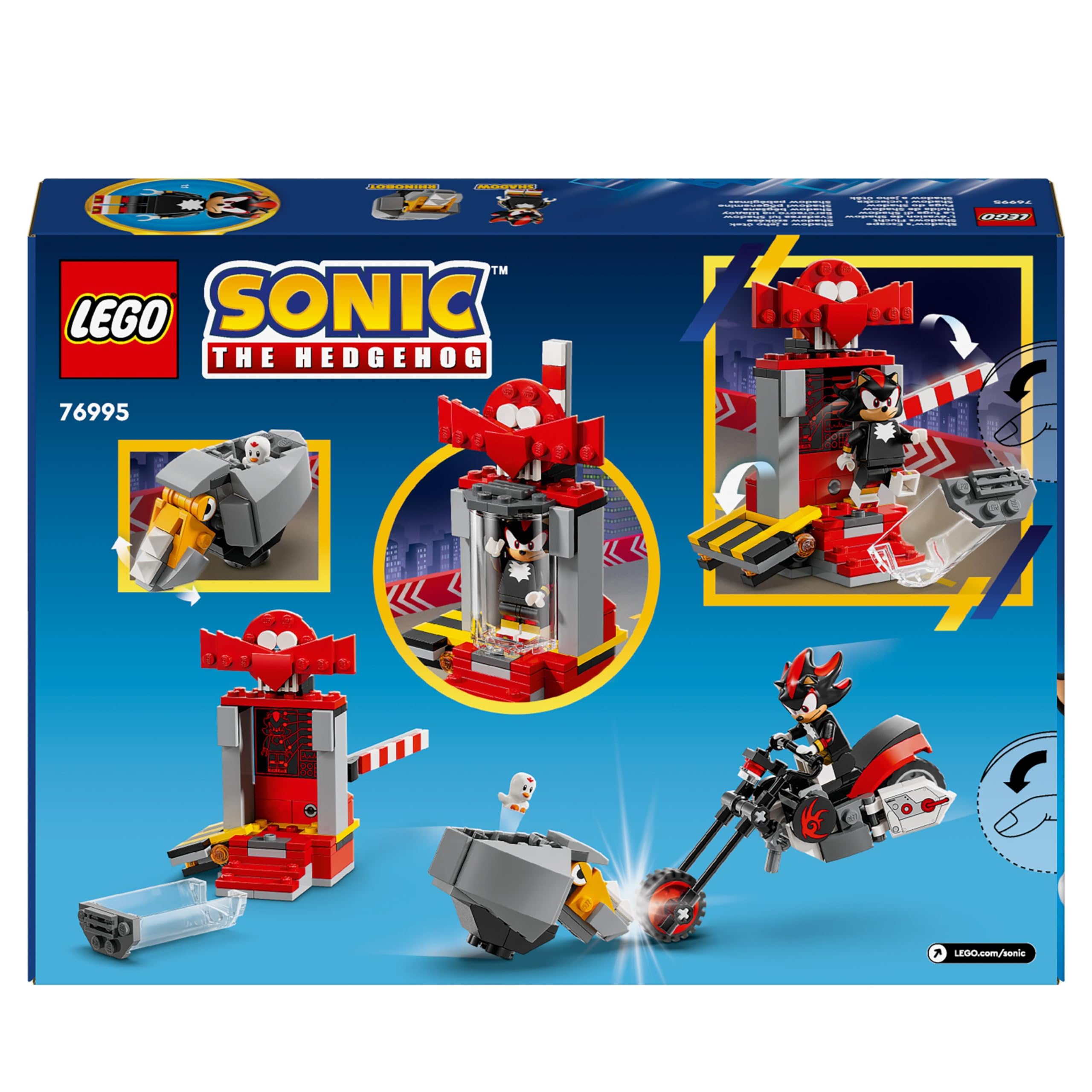 LEGO 76995 Sonic the Hedgehog Shadow's Escape Building Set - Motorcycle Toy with Sonic Game Character Figures - Perfect Gift for Gamers, Boys & Girls Ages 8+ - Great for Playtime, Collecting & Sonic Themed Birthday Parties